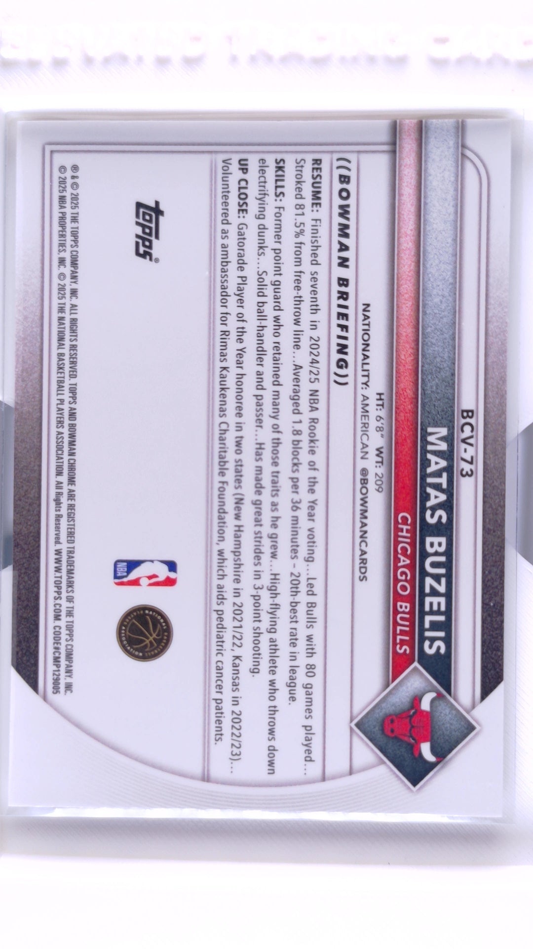 #BCV-73 Matas Buzelis Chrome - back