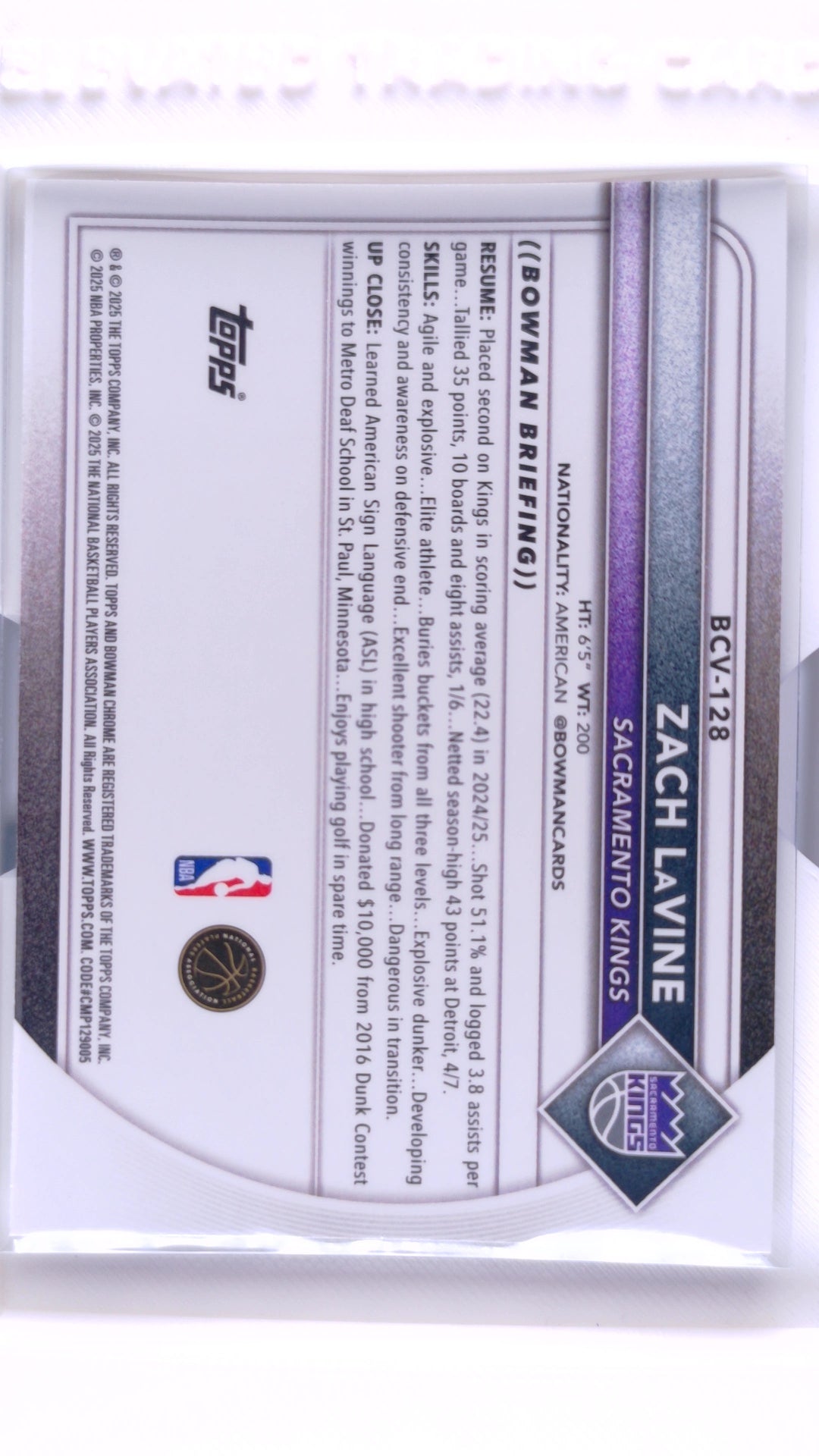 #BCV-128 Zach LAVine Chrome - back