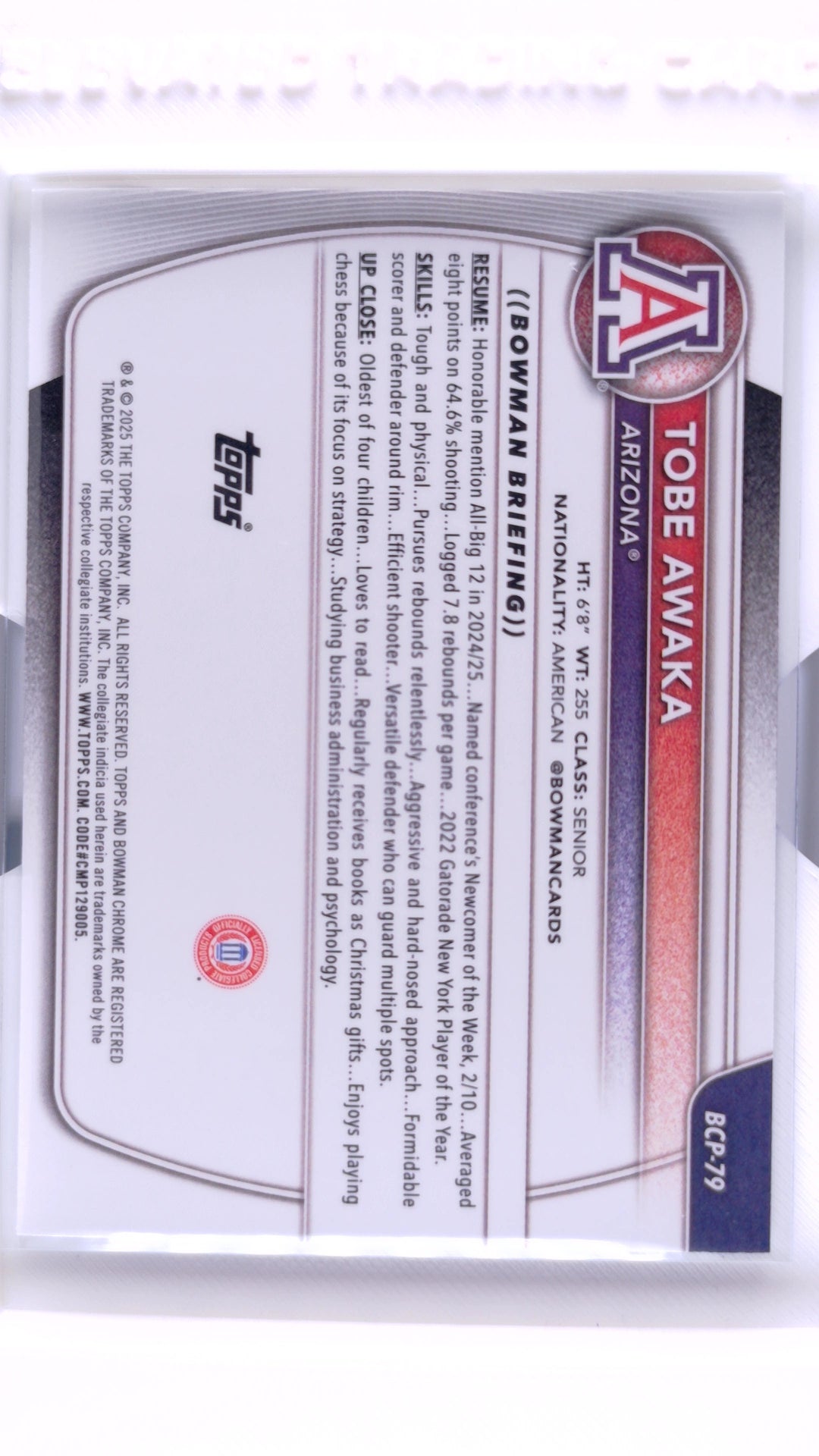 #BCP-79 Tobe Awaka Chrome Prospects - back