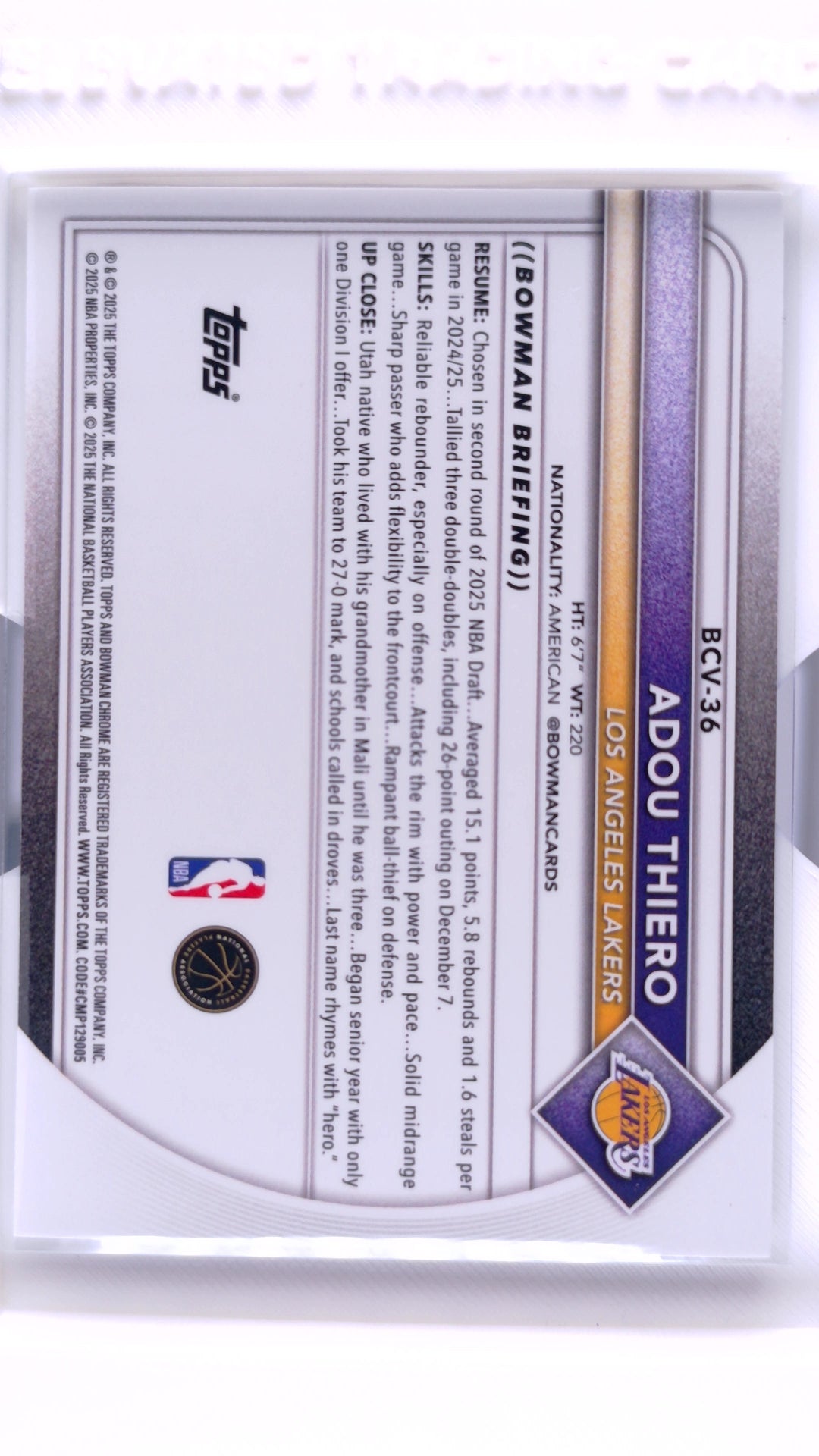 #BCV-36 Adou Thiero Rookie Chrome - back