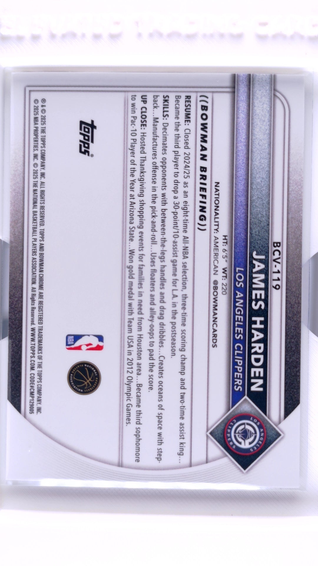 #BCV-119 James Harden Chrome - back
