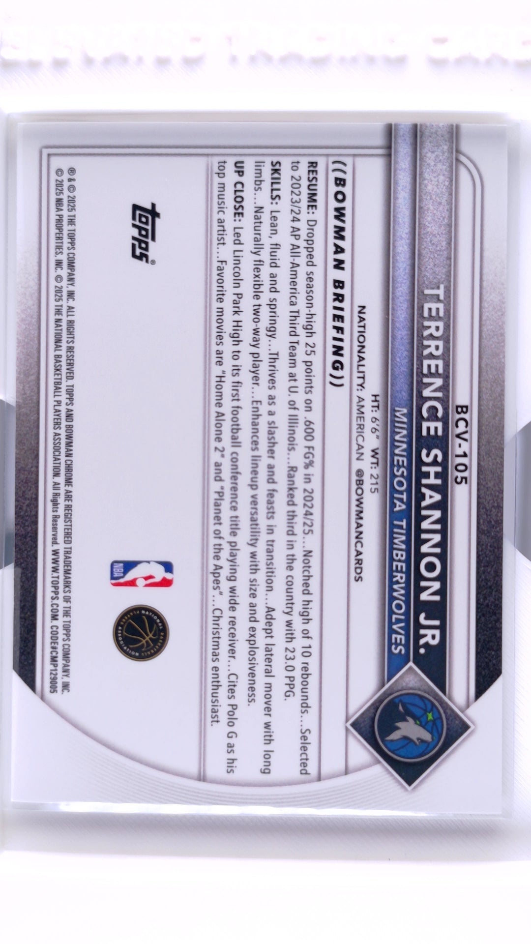 #BCV-105 Terrence Shannon Jr. Chrome - back