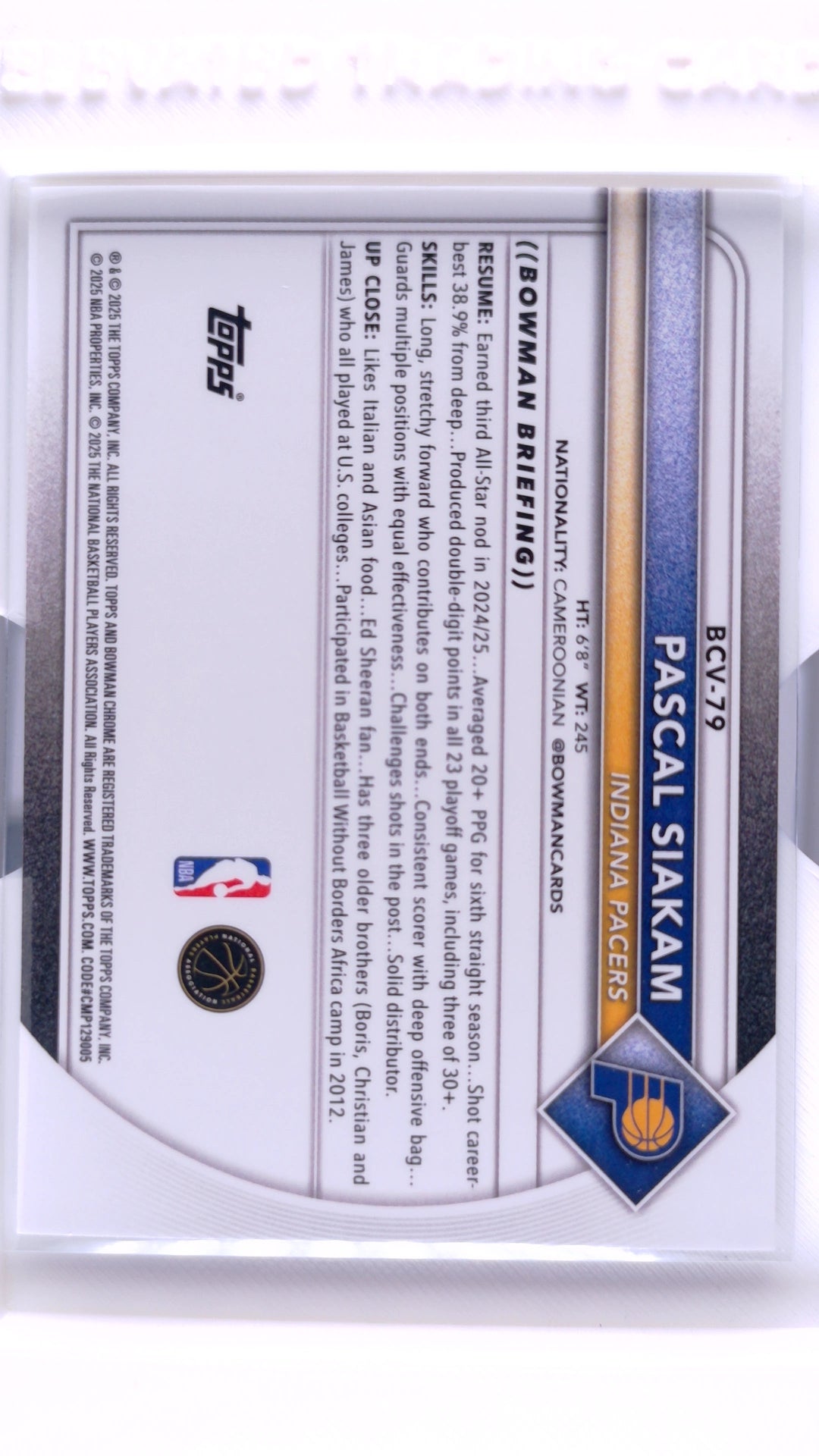 #BCV-79 Pascal Siakam Chrome - back