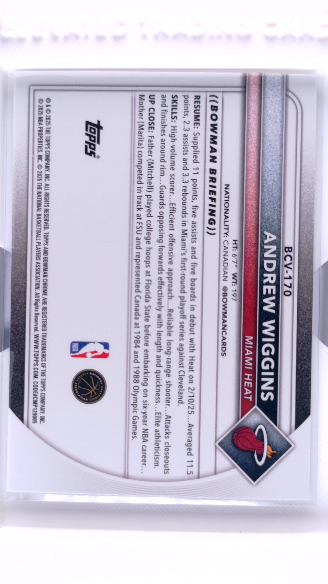#BCV-170 Andrew Wiggins Chrome - back