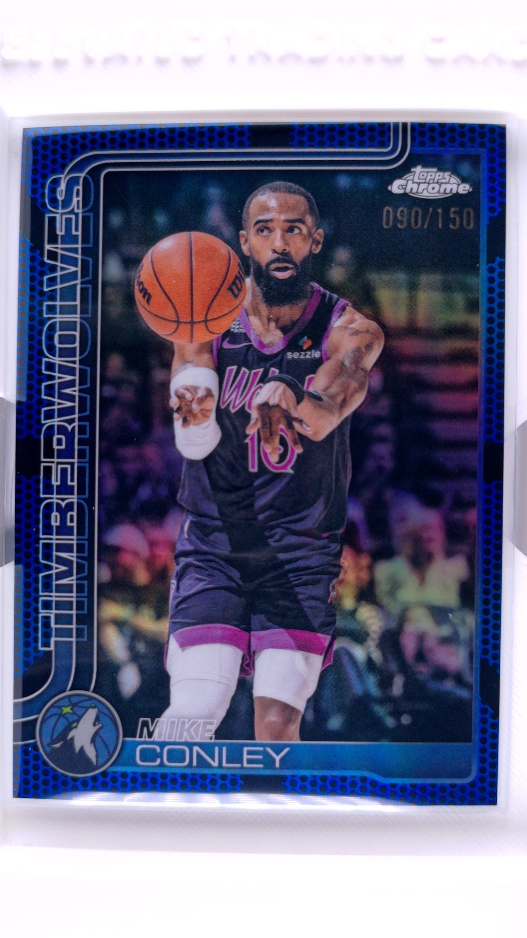 #109 Mike Conley Blue Basketball Refractor #90/150 - front