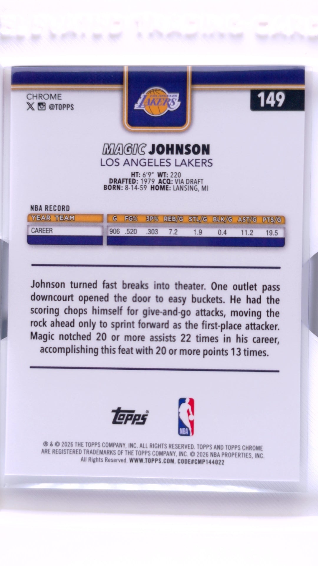 #149 Magic Johnson Red, White & Blue Refractor - back