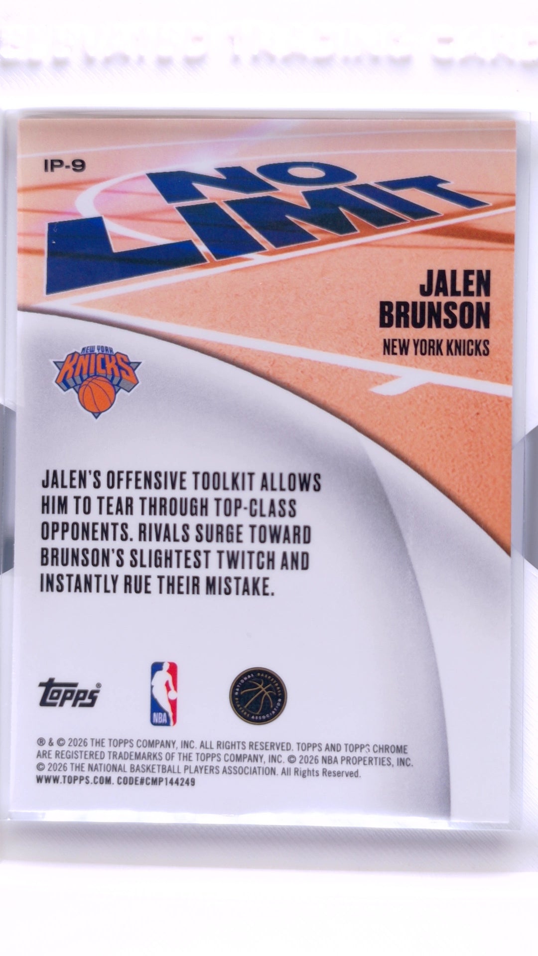 #IP-9 Jalen Brunson No Limit - back