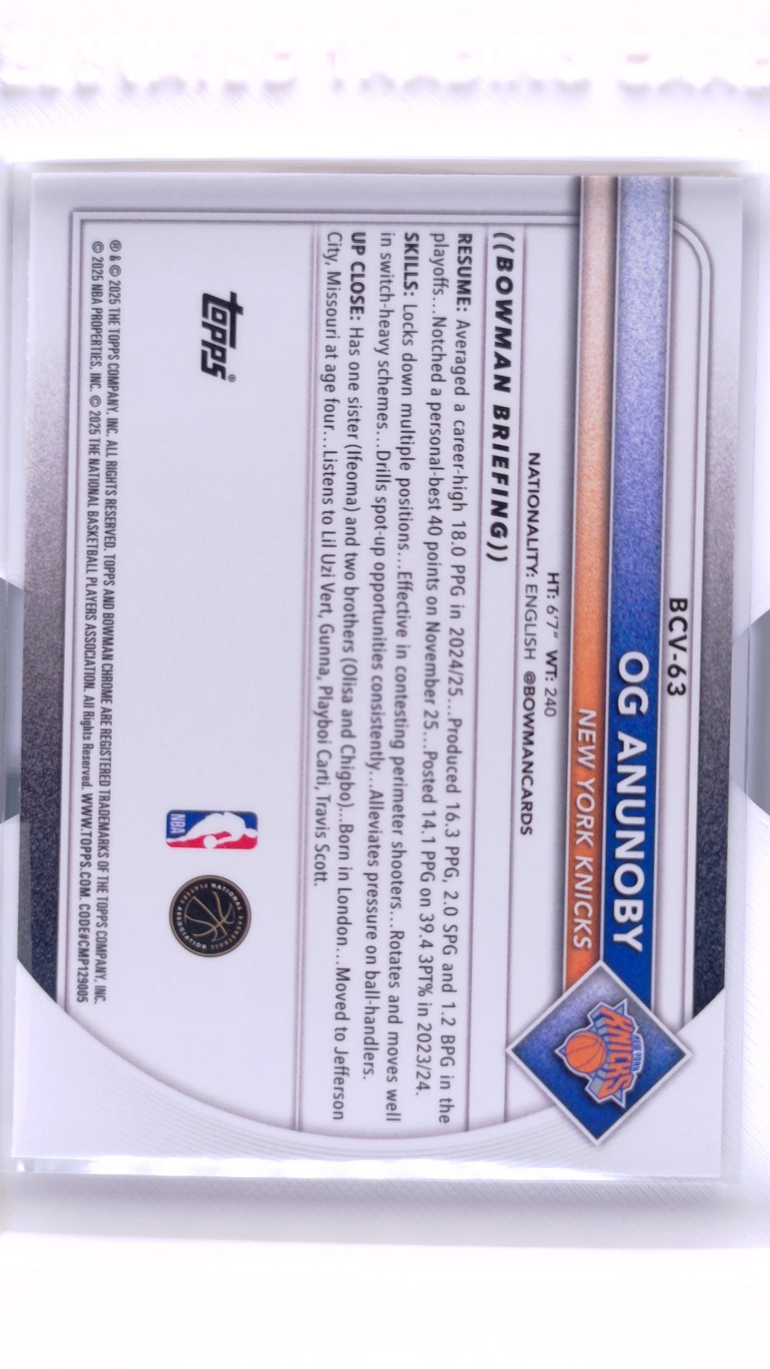 #BCV-63 OG Anunoby Chrome - back