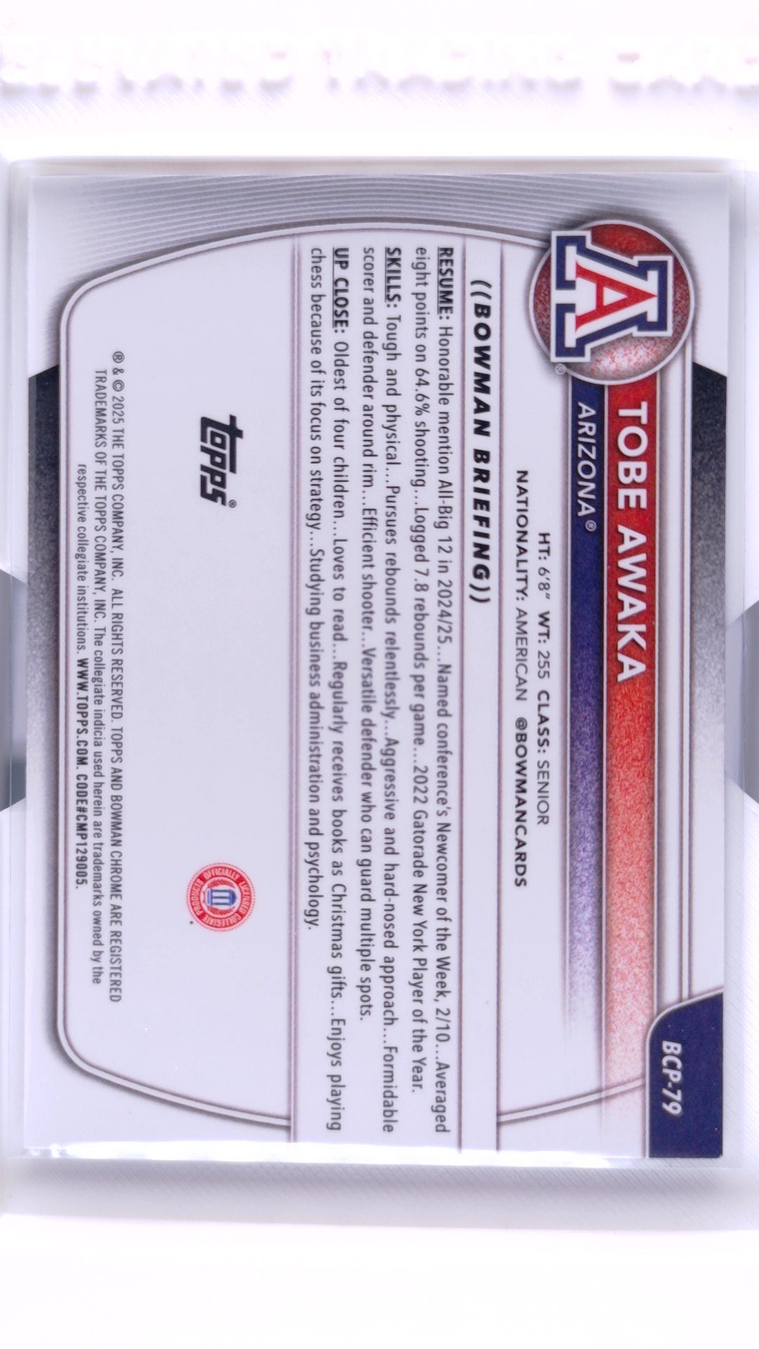#BCP-79 Tobe Awaka Chrome Prospects - back