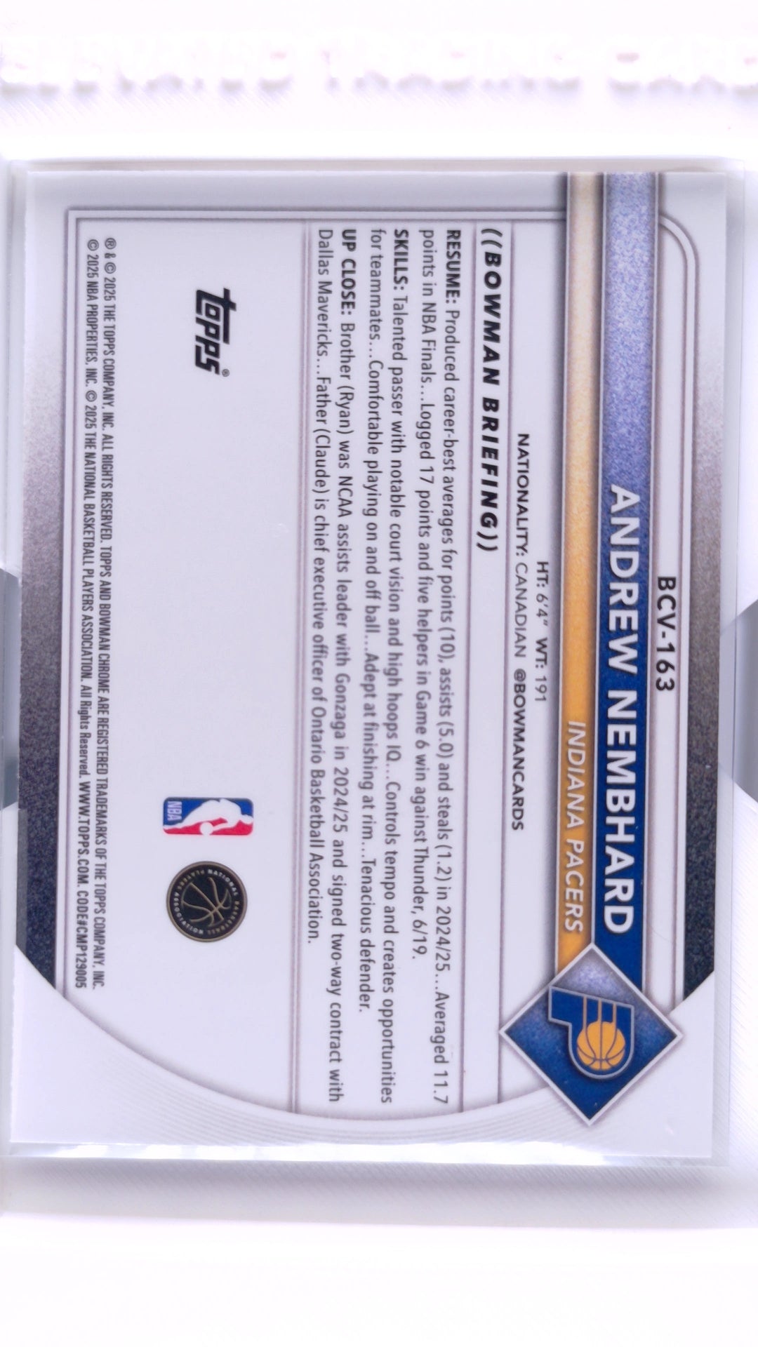 #BCV-163 Andrew Nembhard Chrome - back