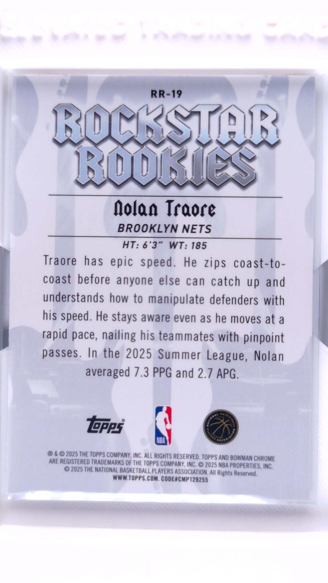 #RR-19 Nolan Traore Rookie Rockstar Rookies - back