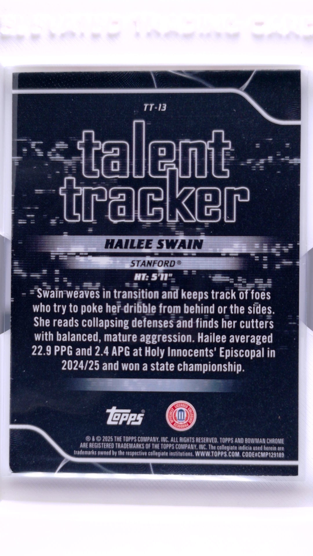 #TT-13 Hailee Swain Talent Tracker - back