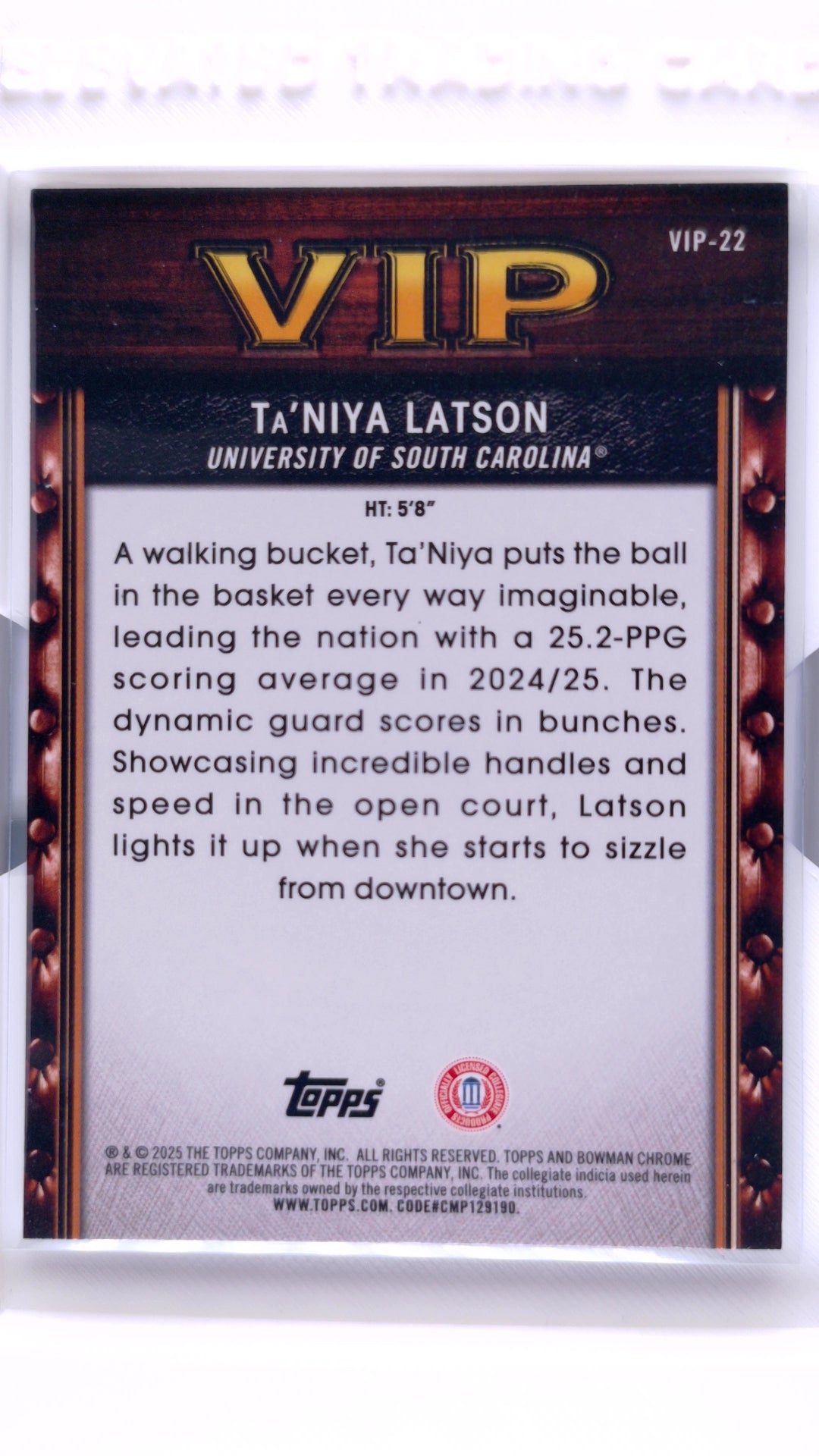 #VIP-22 Ta'Niya Latson Very Important Prospects - back