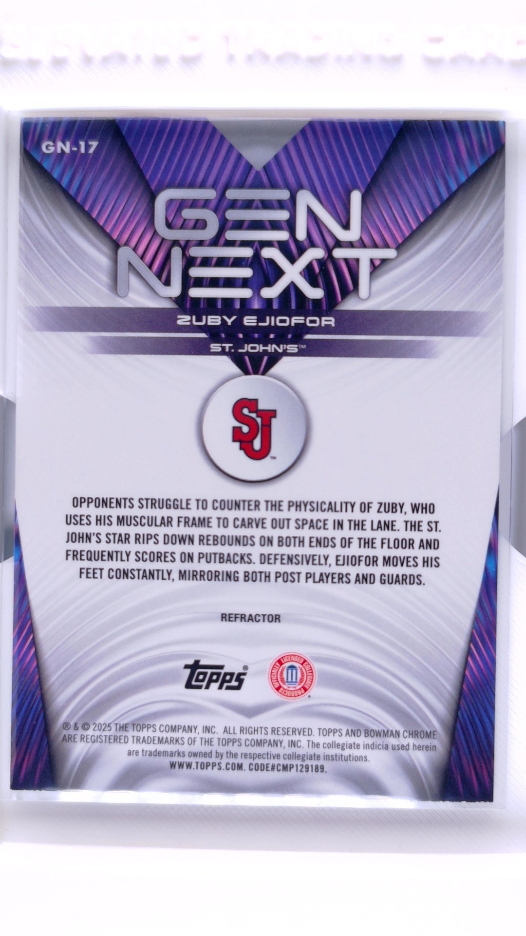 #GN-17 Zuby Ejiofor Gen Next Refractor - back