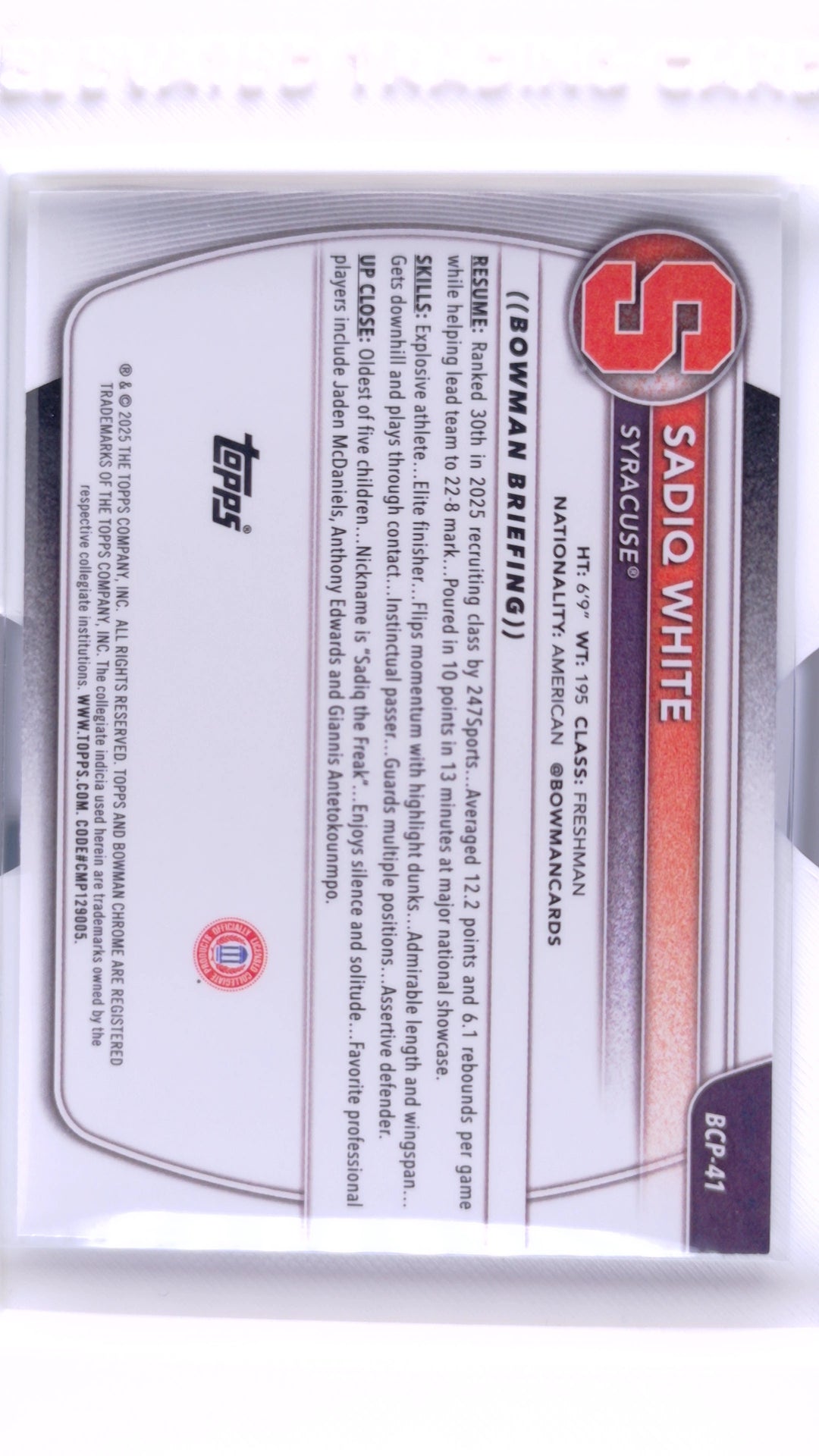 #BCP-41 Sadiq White Chrome Prospects - back