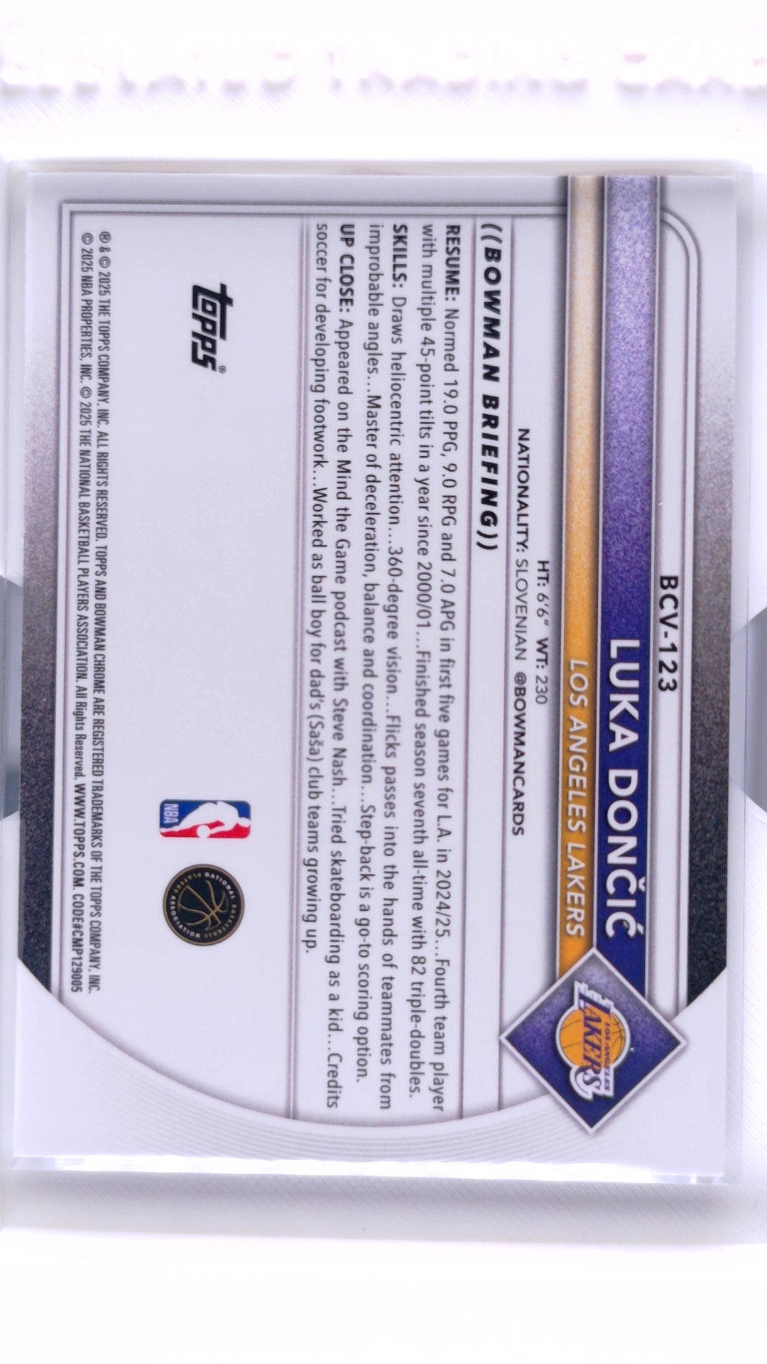 #BCV-123 Luka Dončić Chrome - back