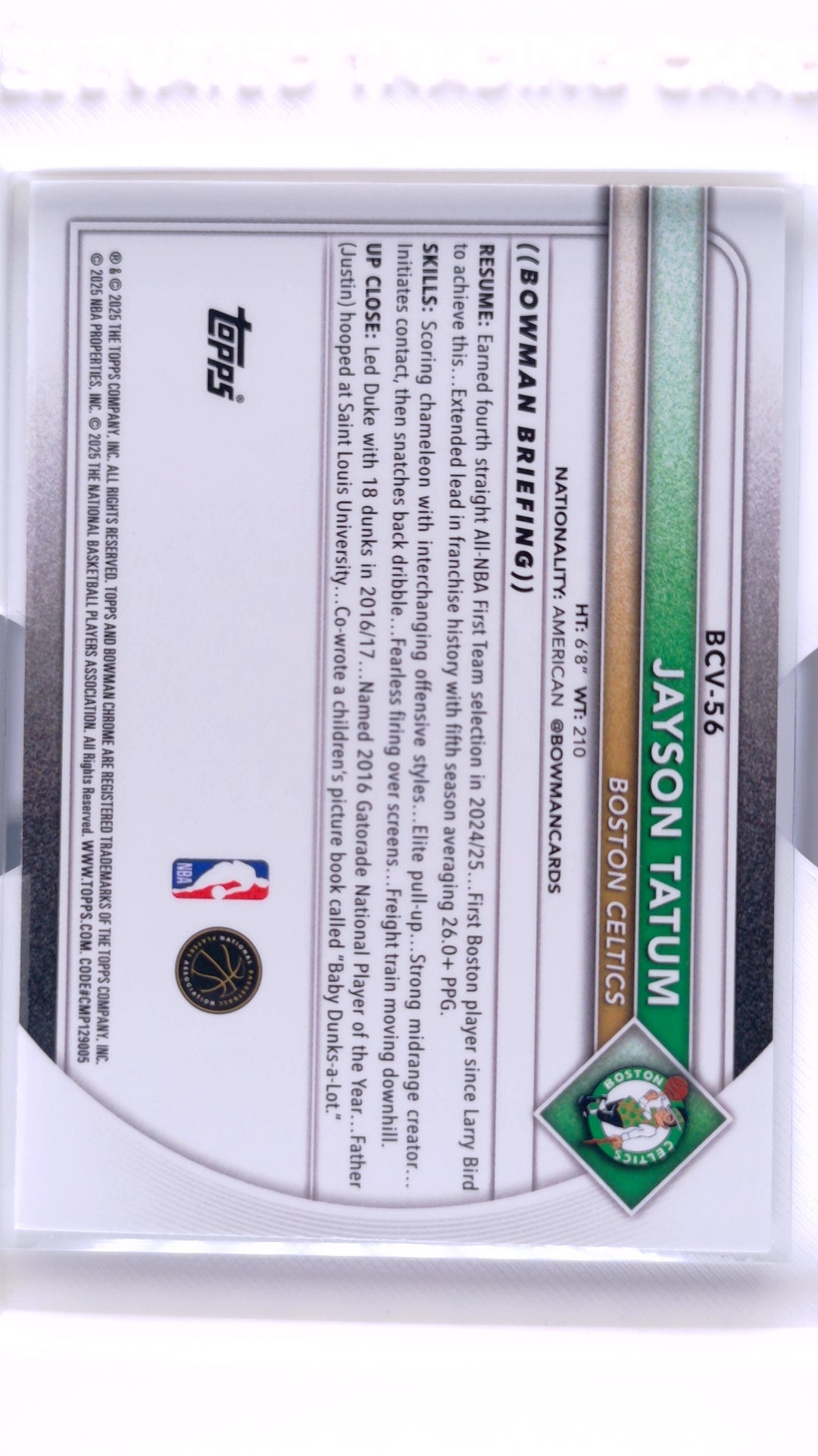 #BCV-56 Jayson Tatum Chrome - back