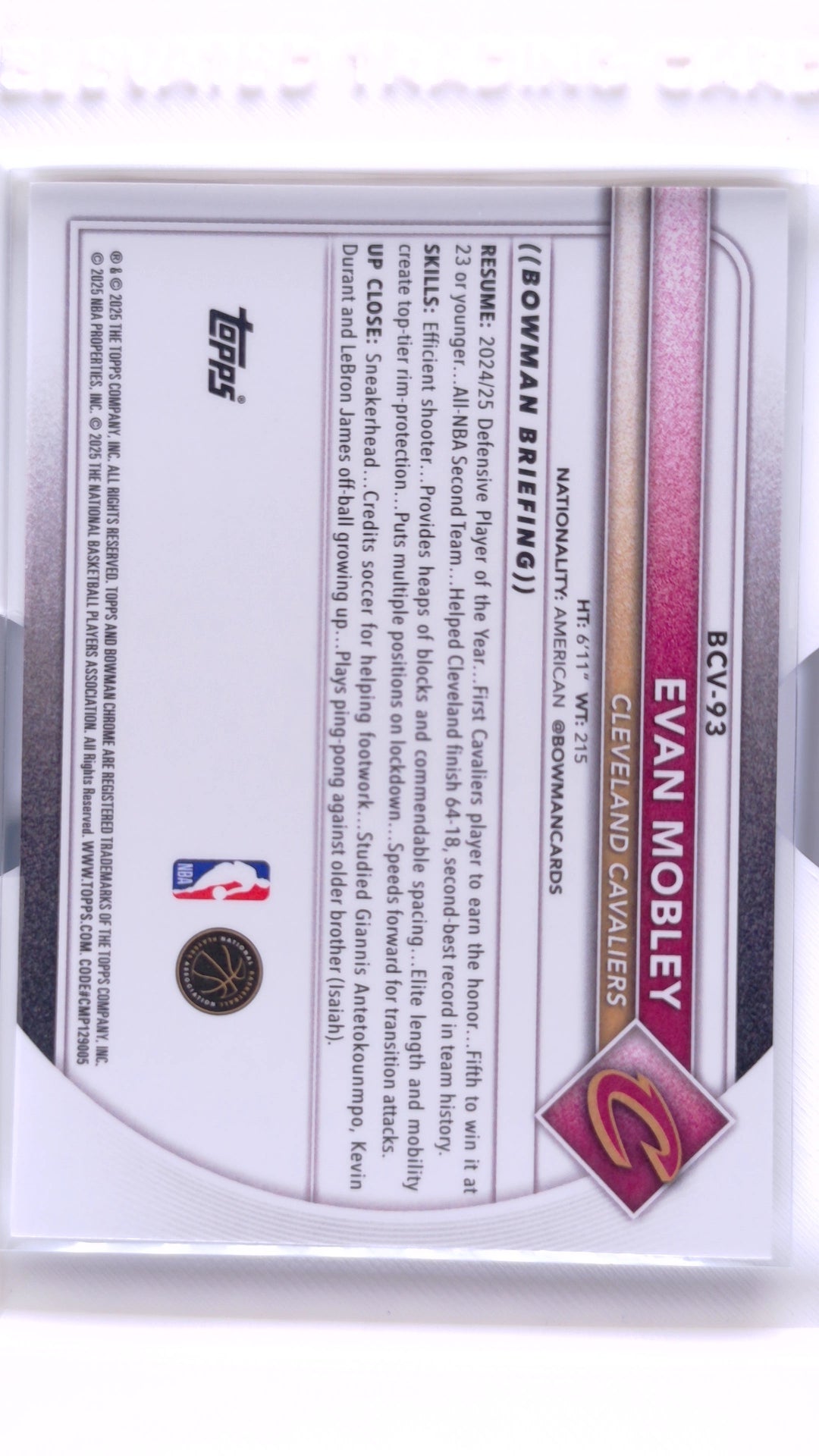 #BCV-93 Evan Mobley Chrome - back
