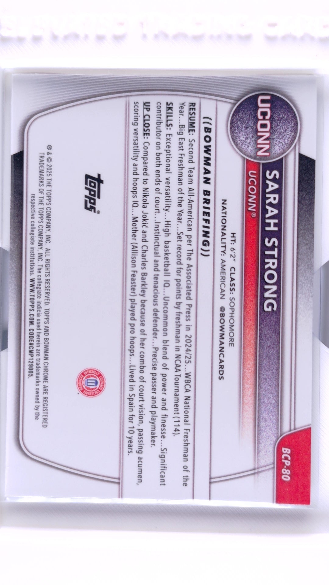 #BCP-80 Sarah Strong Chrome Prospects - back