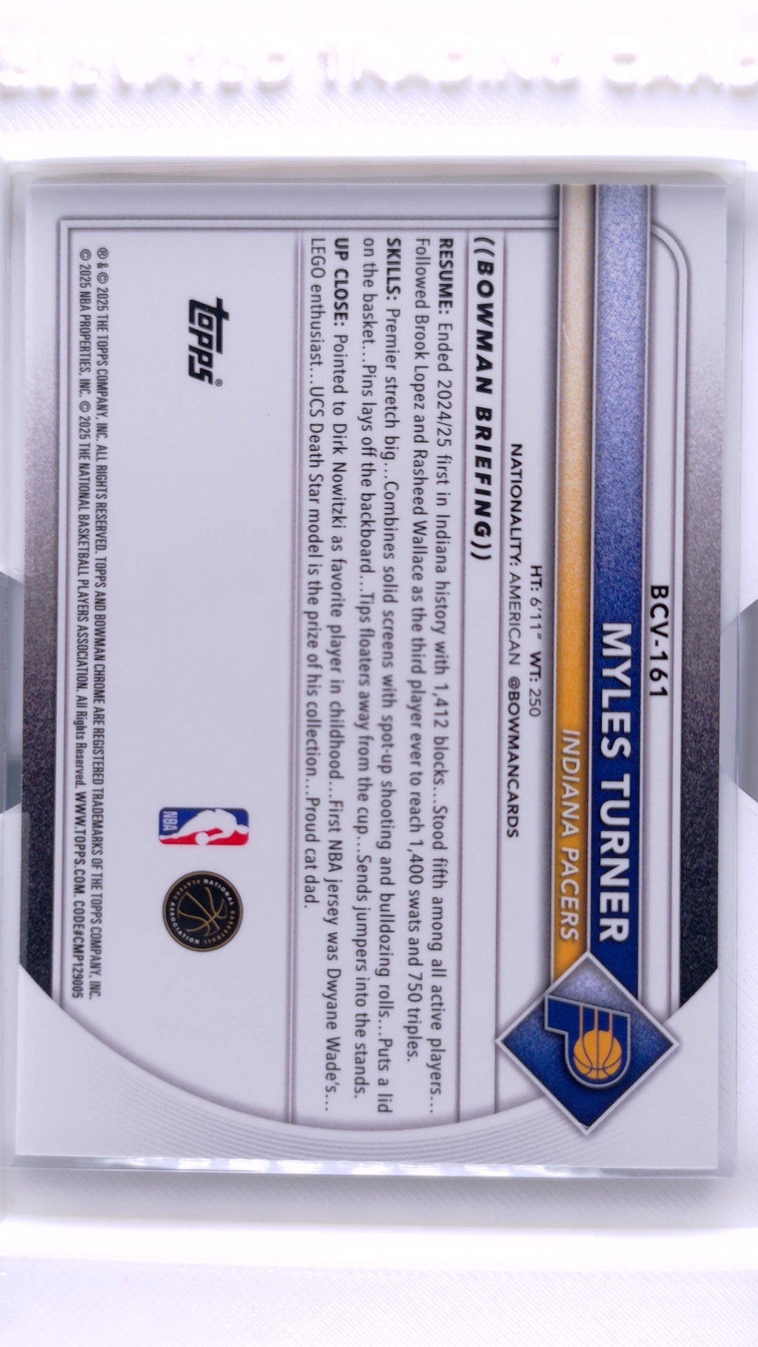 #BCV-161 Myles Turner Chrome - back