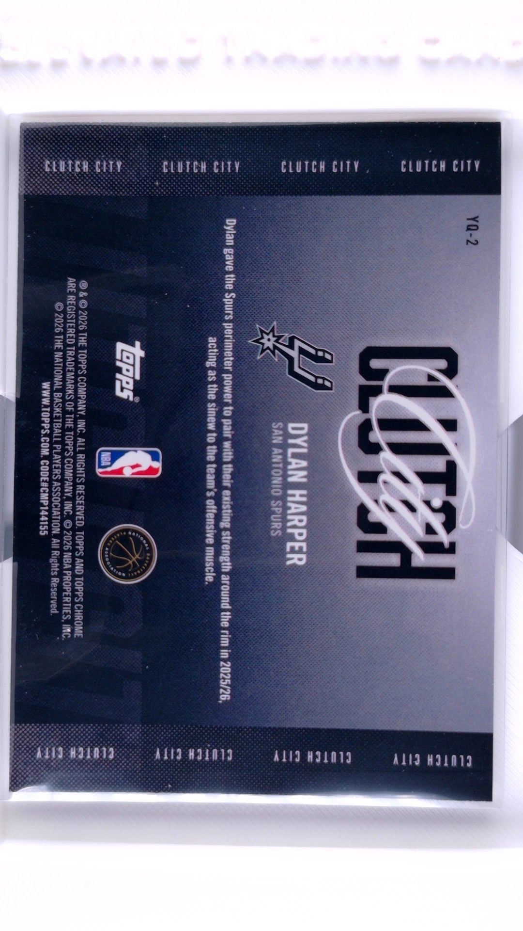 #YQ-2 Dylan Harper Rookie Clutch City - back