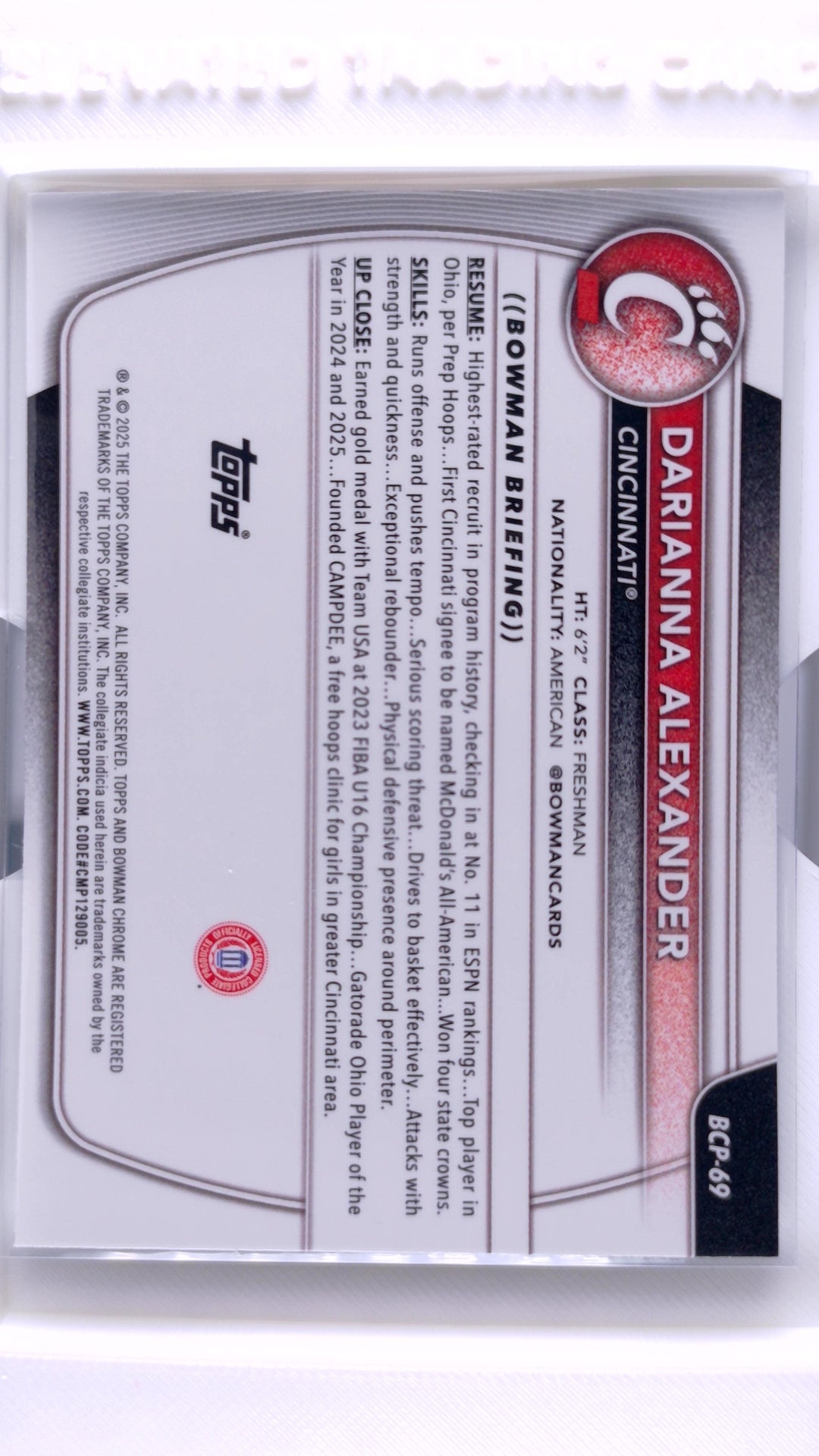 #BCP-69 Darianna Alexander Chrome Prospects - back