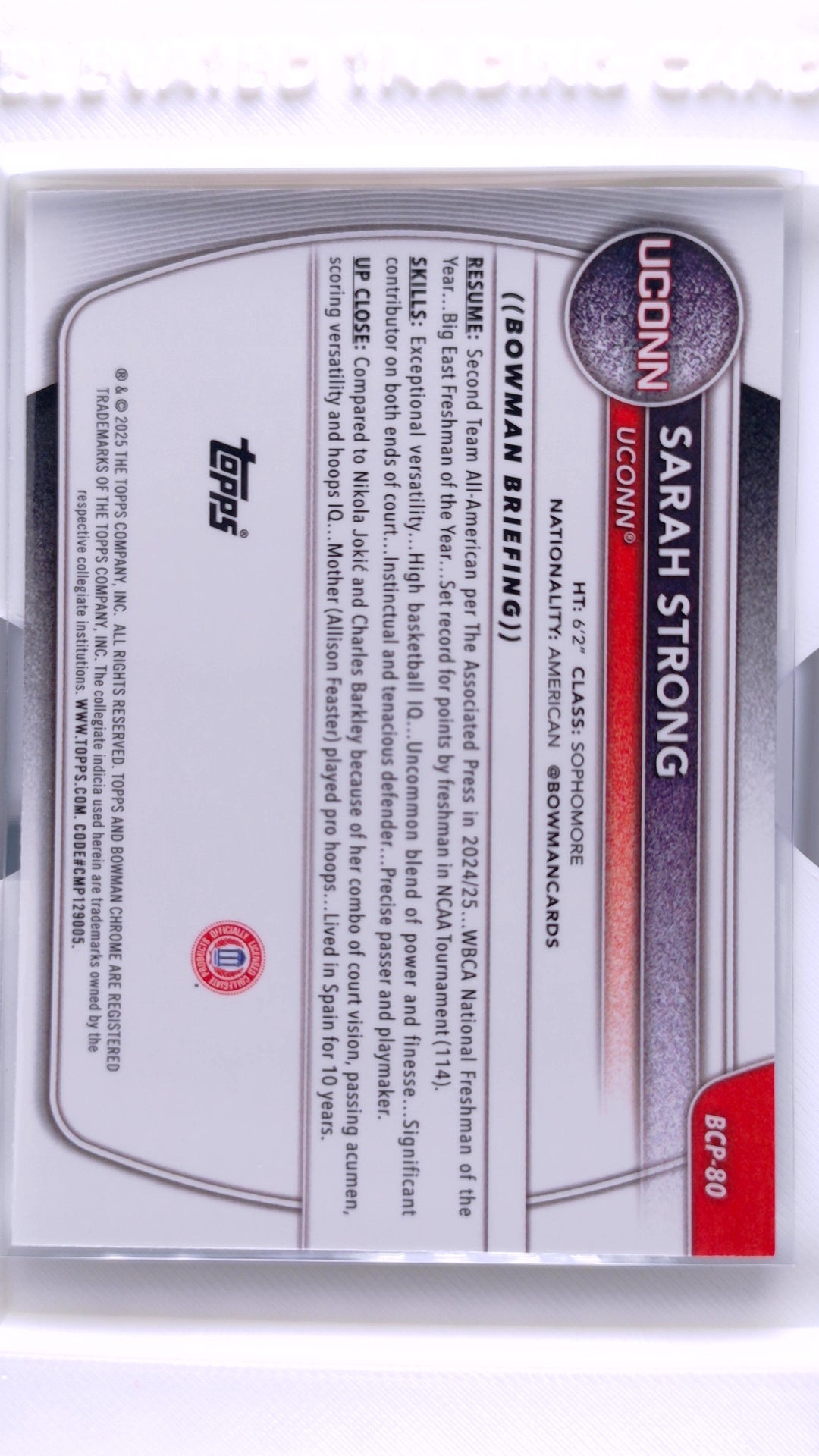 #BCP-80 Sarah Strong Chrome Prospects - back
