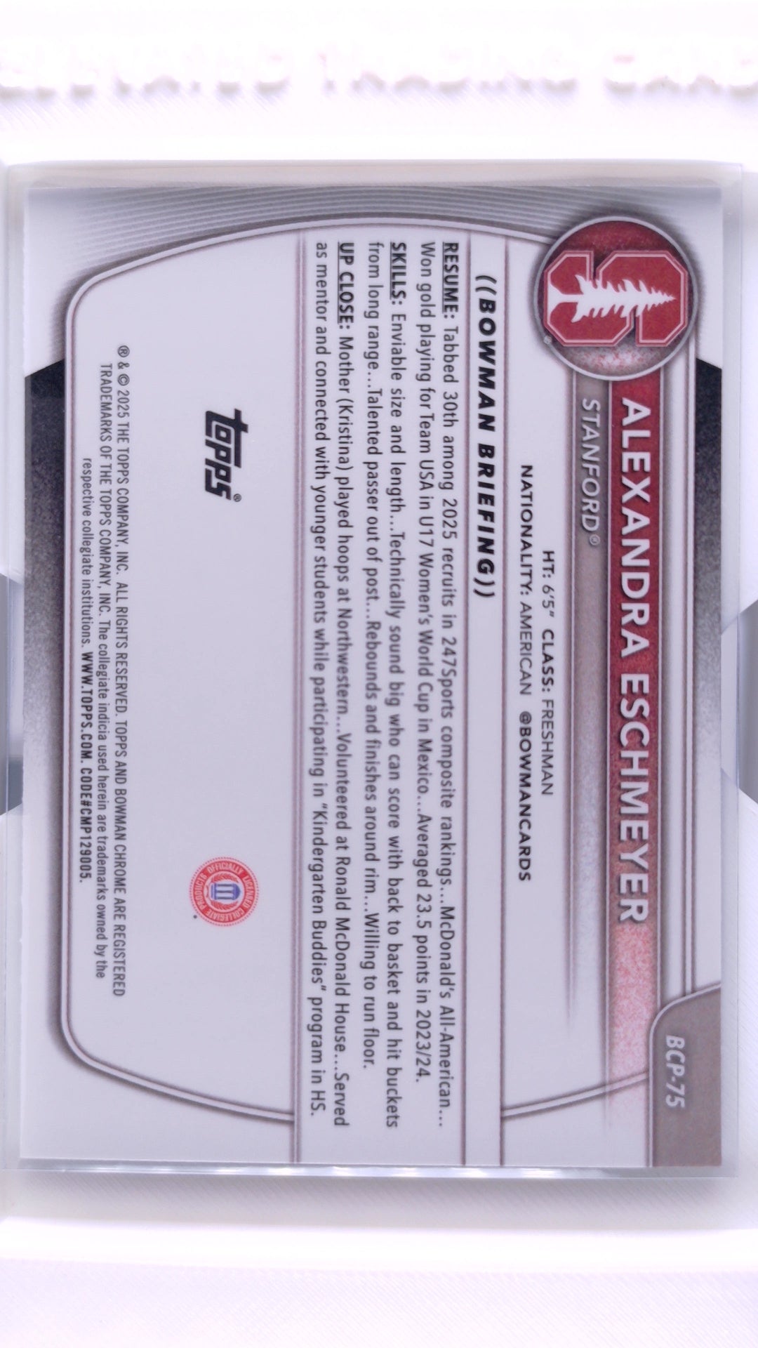 #BCP-75 Alexandra Eschmeyer Chrome Prospects - back