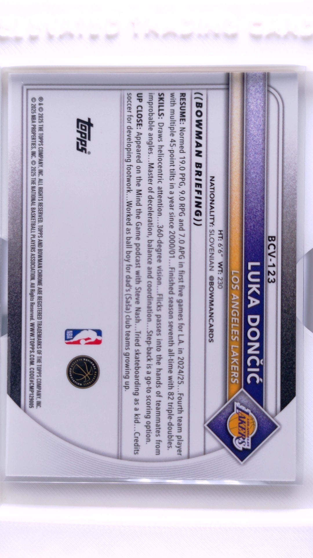 #BCV-123 Luka Dončić Chrome - back