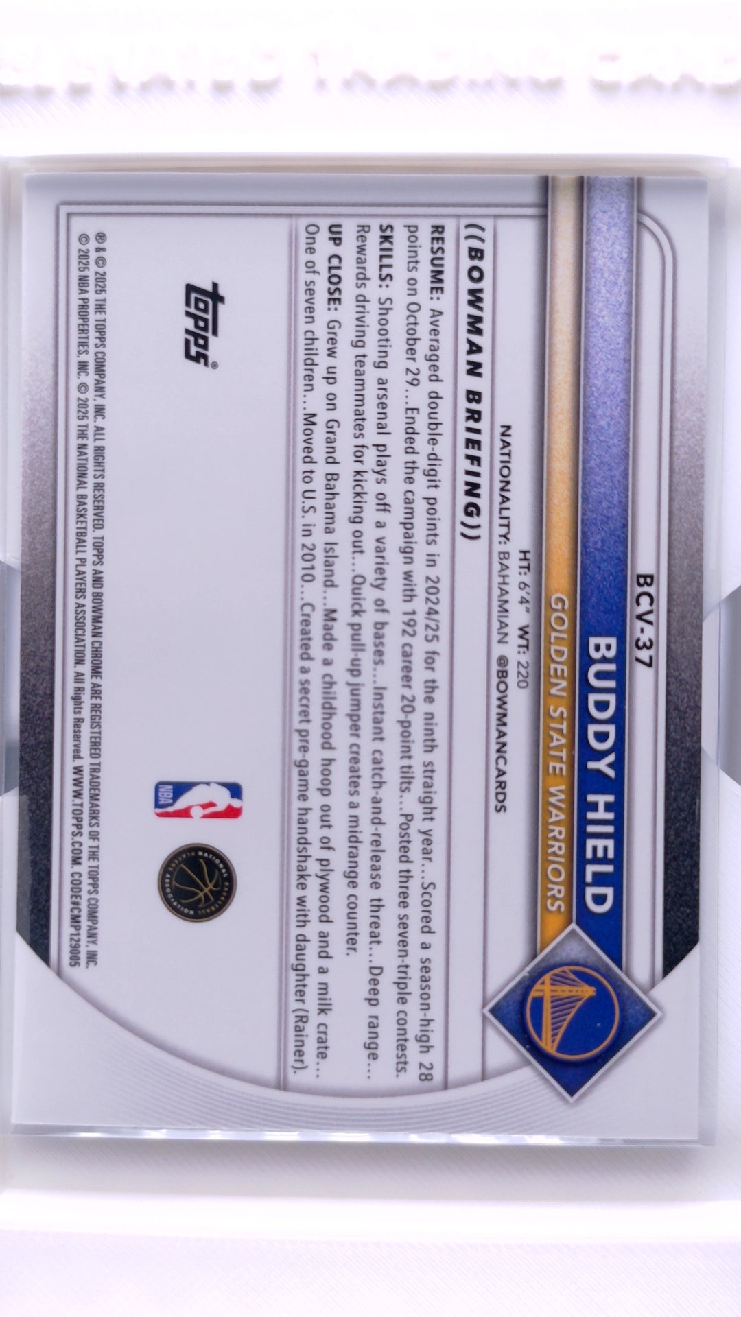 #BCV-37 Buddy Hield Chrome - back