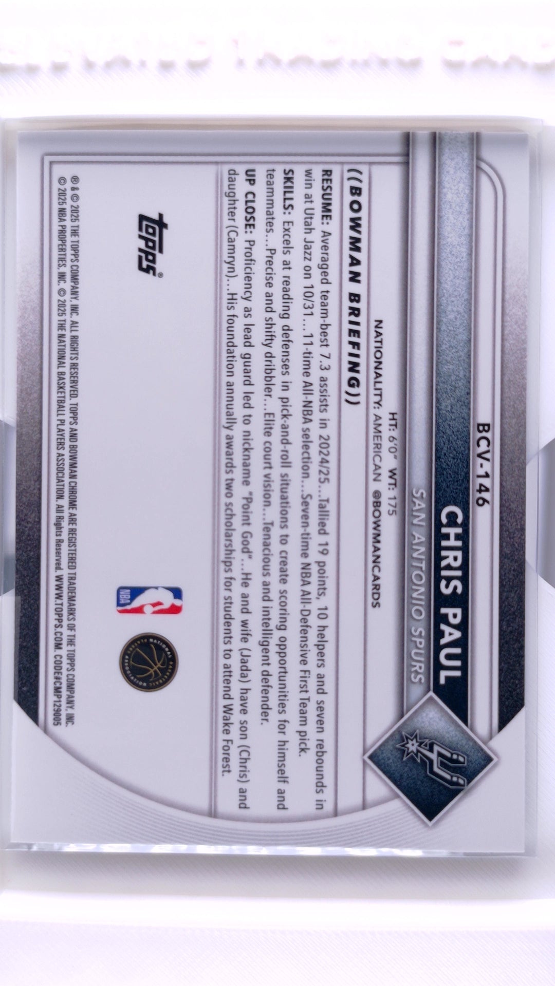 #BCV-146 Chris Paul Chrome - back