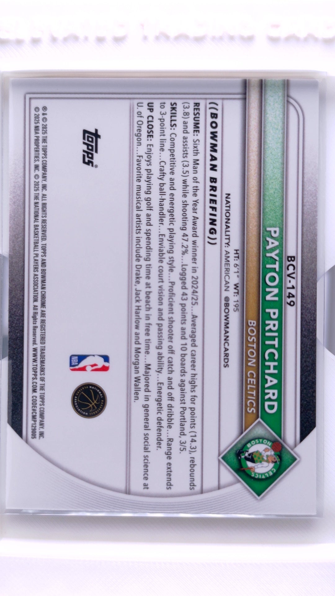 #BCV-149 Payton Pritchard Chrome - back
