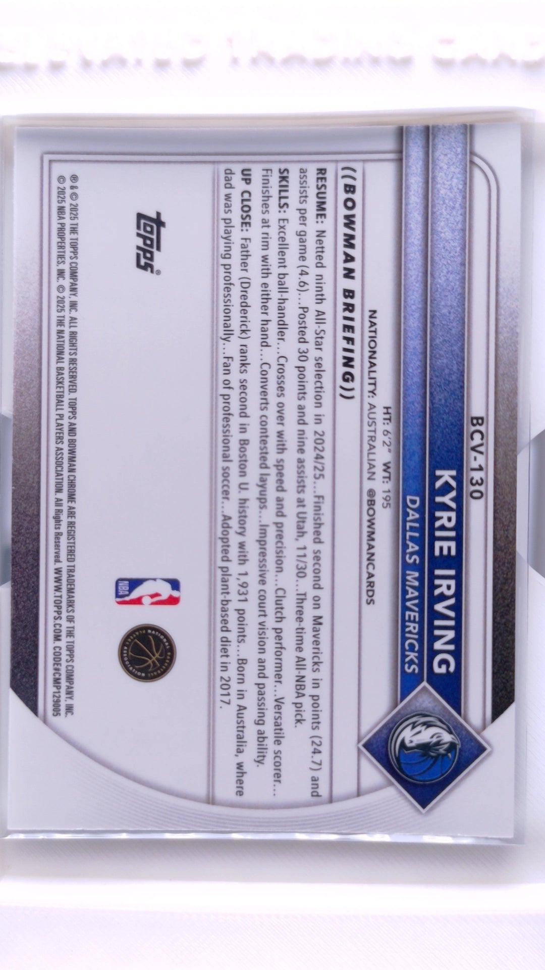 #BCV-130 Kyrie Irving Chrome - back
