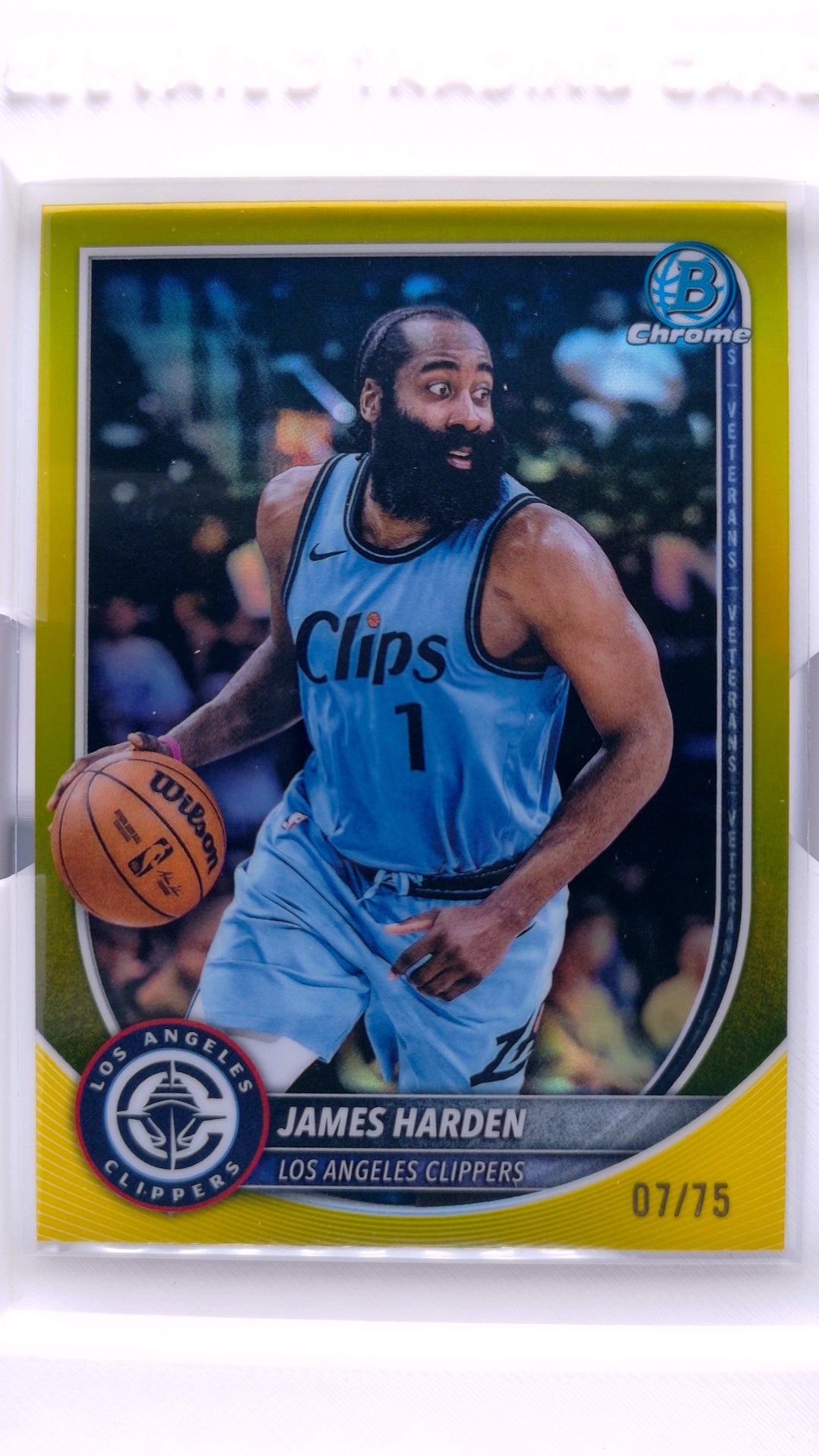 #BCV-119 James Harden Chrome Yellow Refractor #7/75 - front
