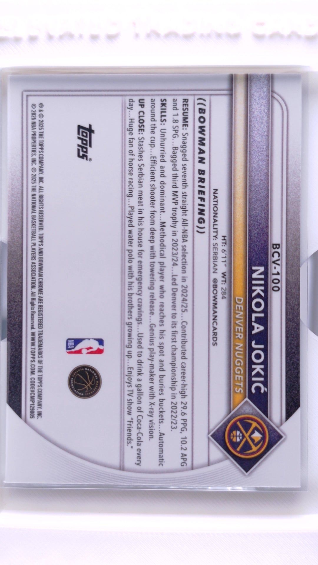 #BCV-100 Nikola Jokić Chrome - back
