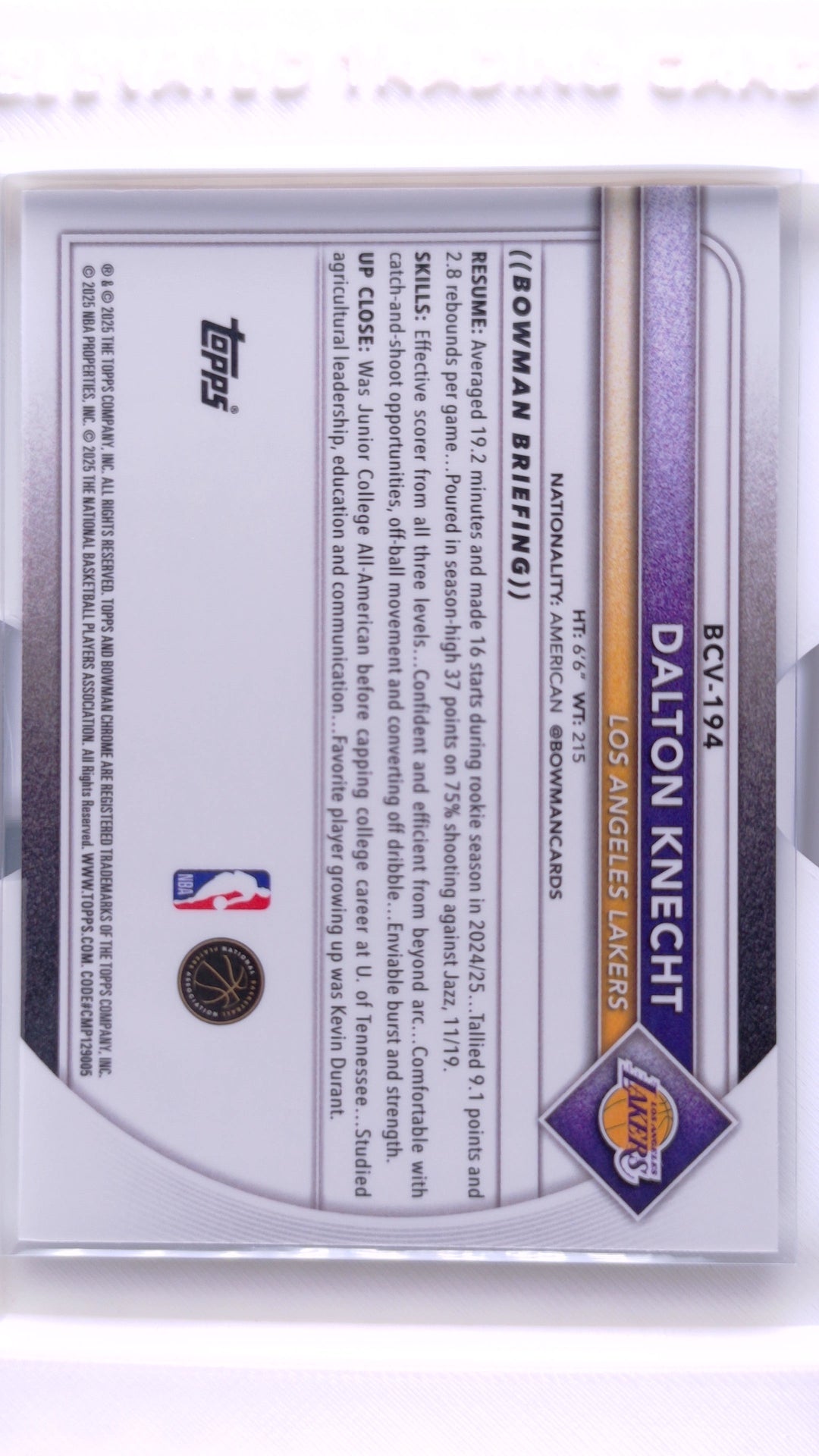 #BCV-194 Dalton Knecht Chrome - back