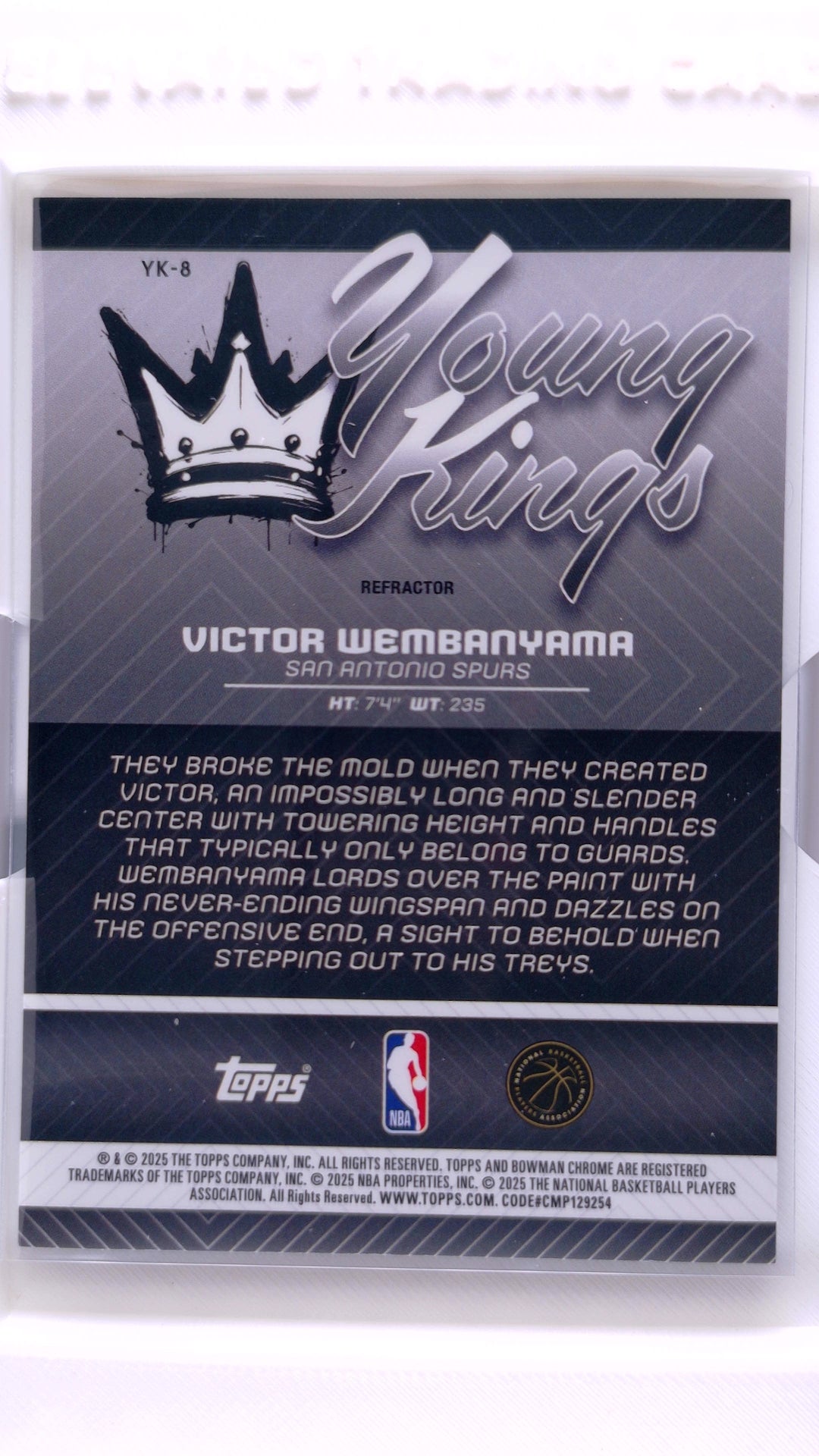 #YK-8 Victor Wembanyama Young Kings Refractor - back