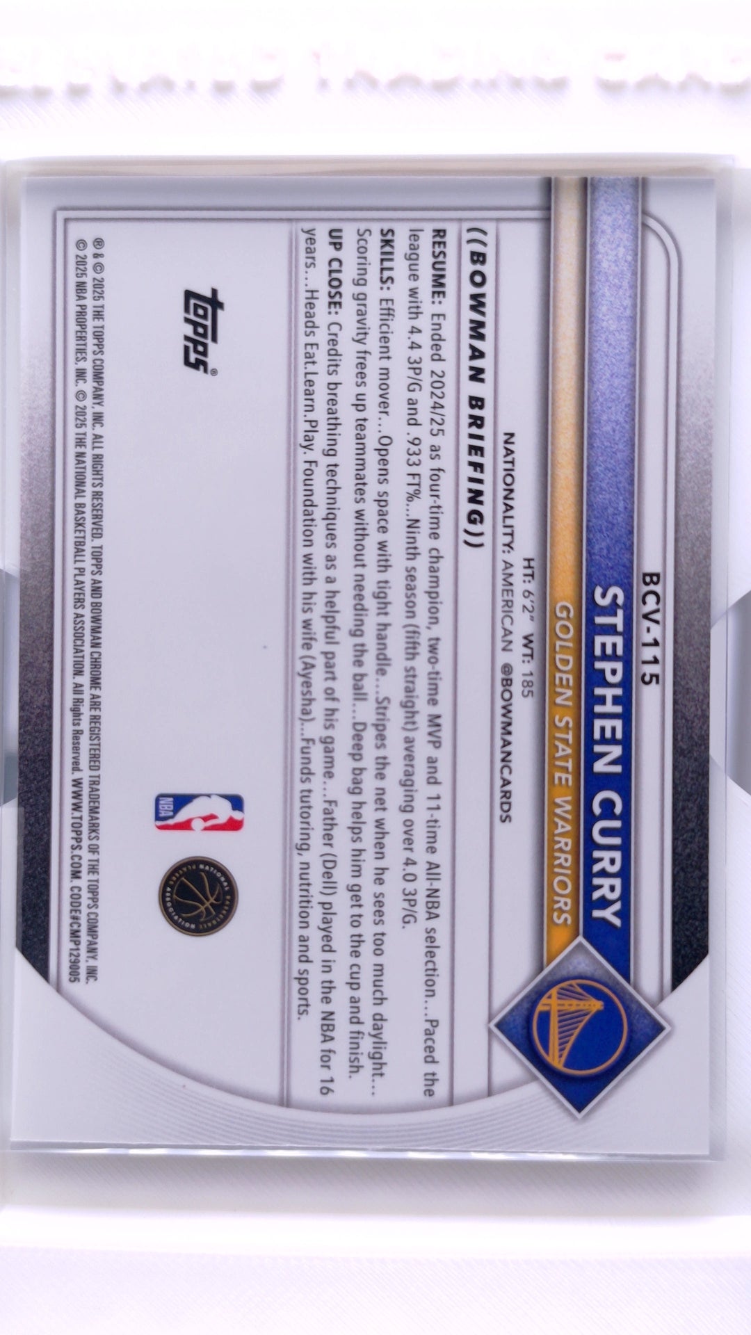 #BCV-115 Stephen Curry Chrome - back