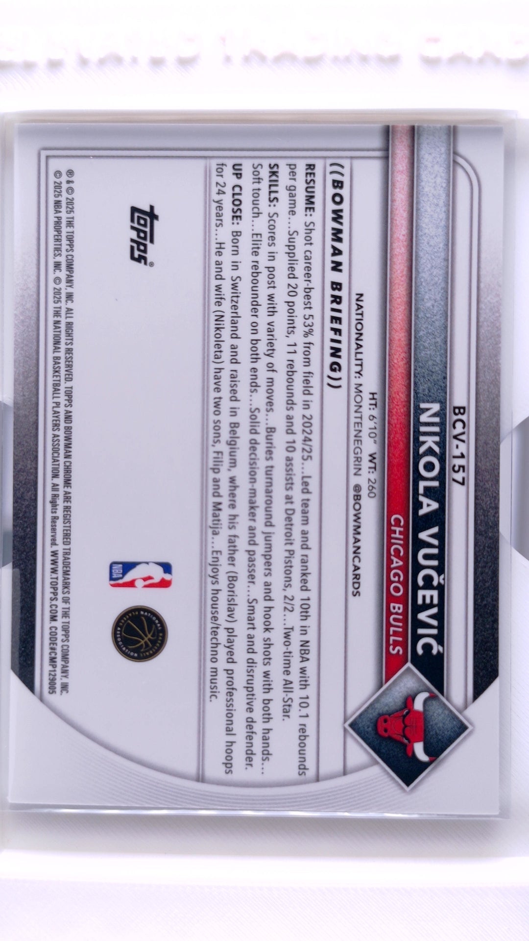 #BCV-157 Nikola Vučević Chrome - back
