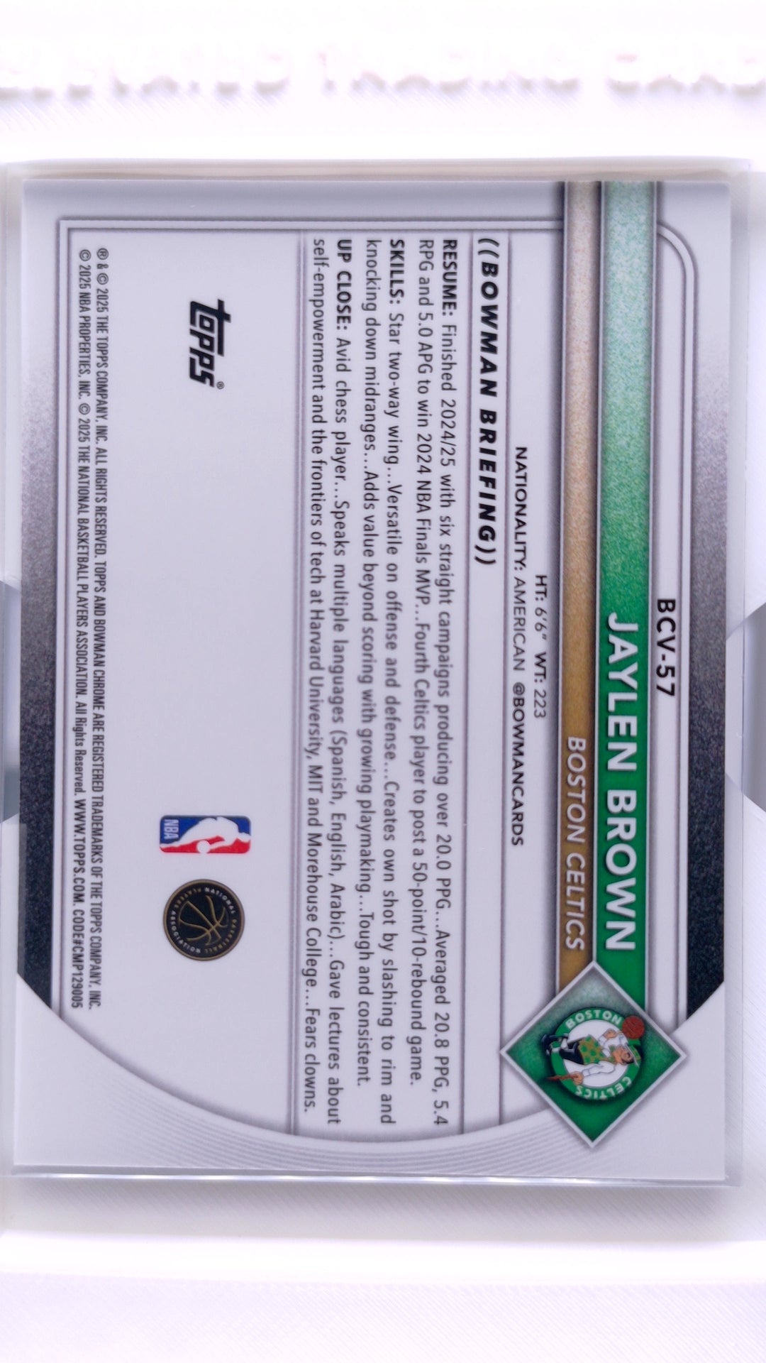 #BCV-57 Jaylen Brown Chrome - back