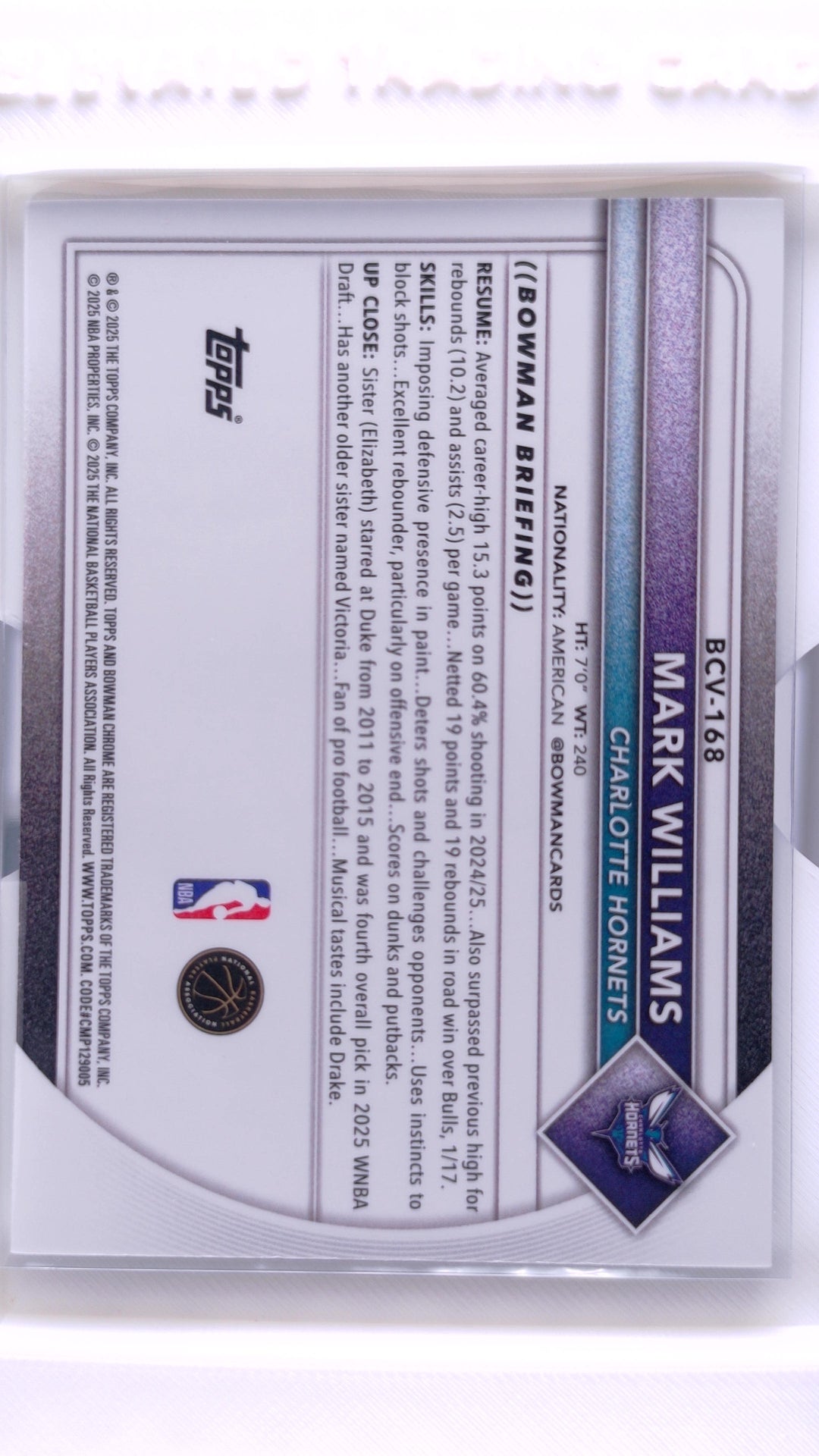 #BCV-168 Mark Williams Chrome - back
