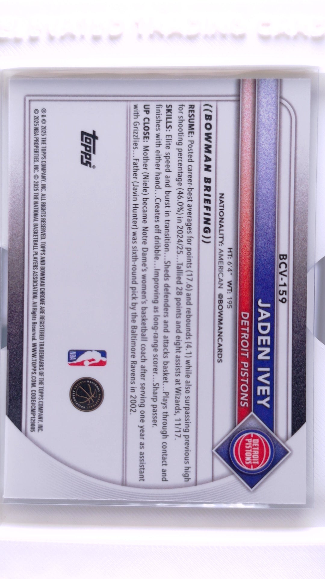 #BCV-159 Jaden Ivey Chrome - back