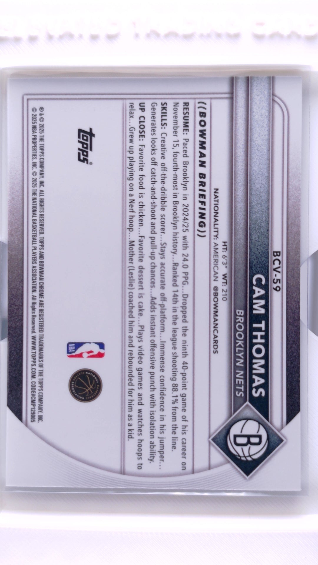 #BCV-59 Cam Thomas Chrome - back