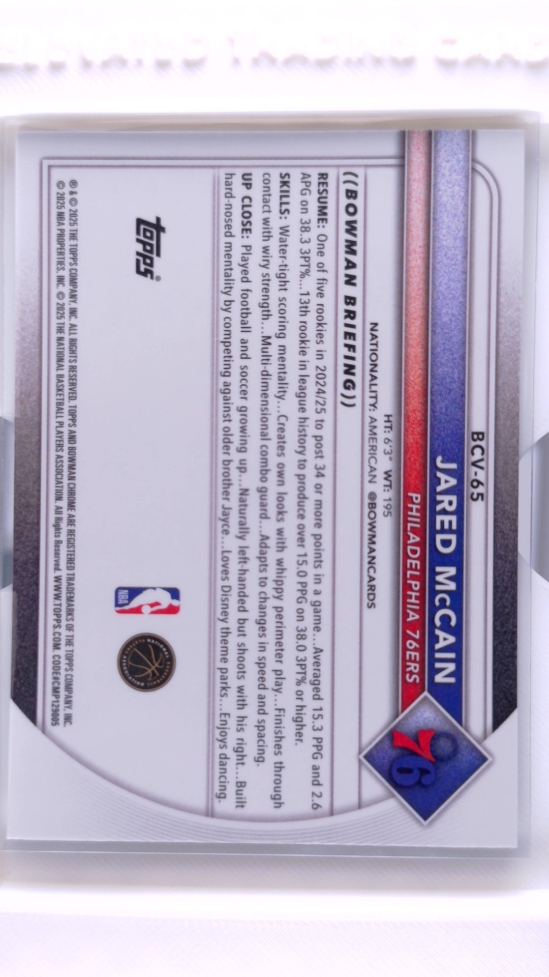 #BCV-65 Jared McCain Chrome - back