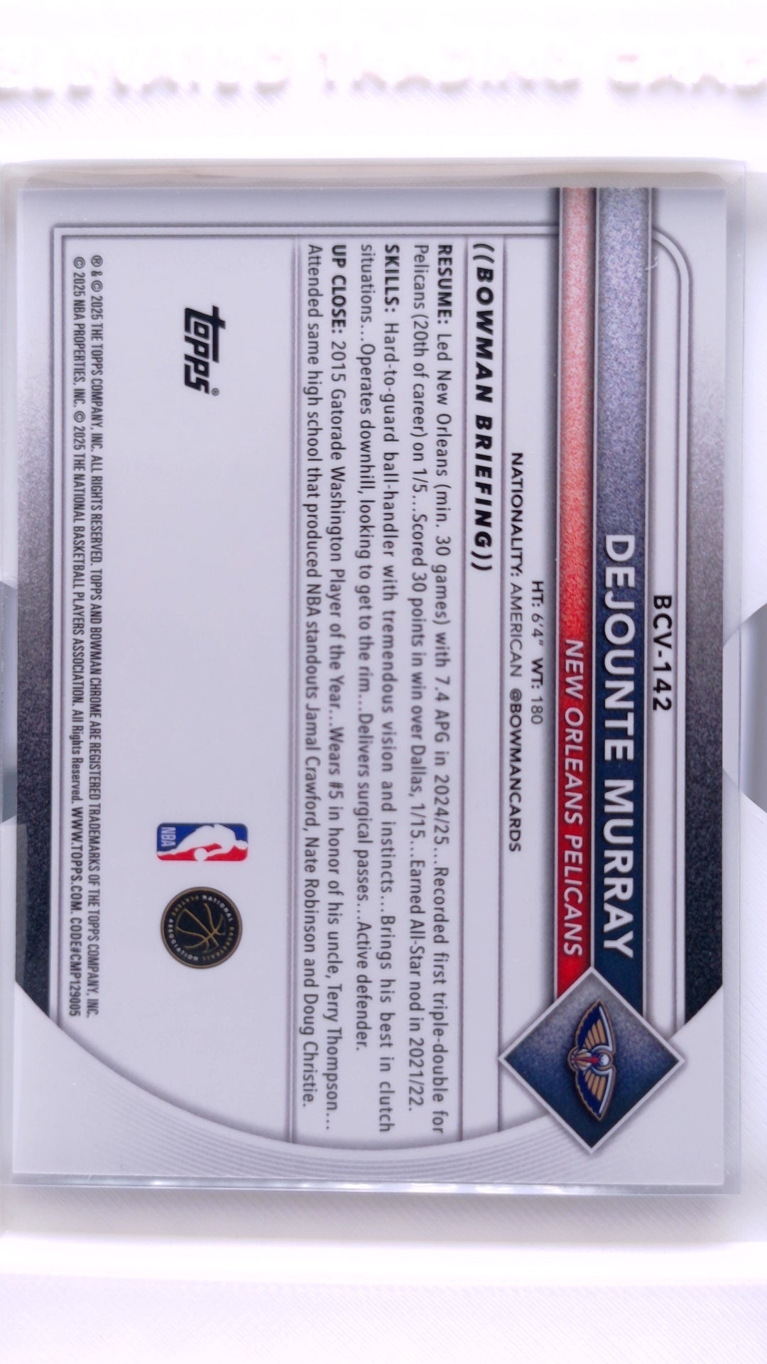 #BCV-142 Dejounte Murray Chrome - back