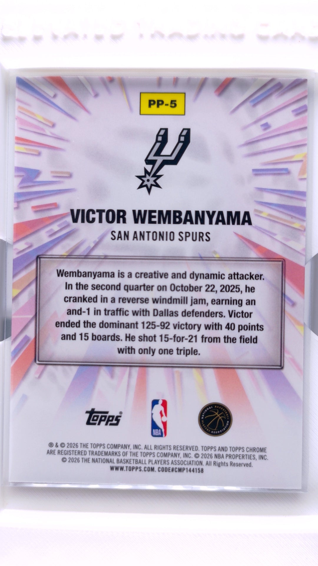 #PP-5 Victor Wembanyama Power Players - back
