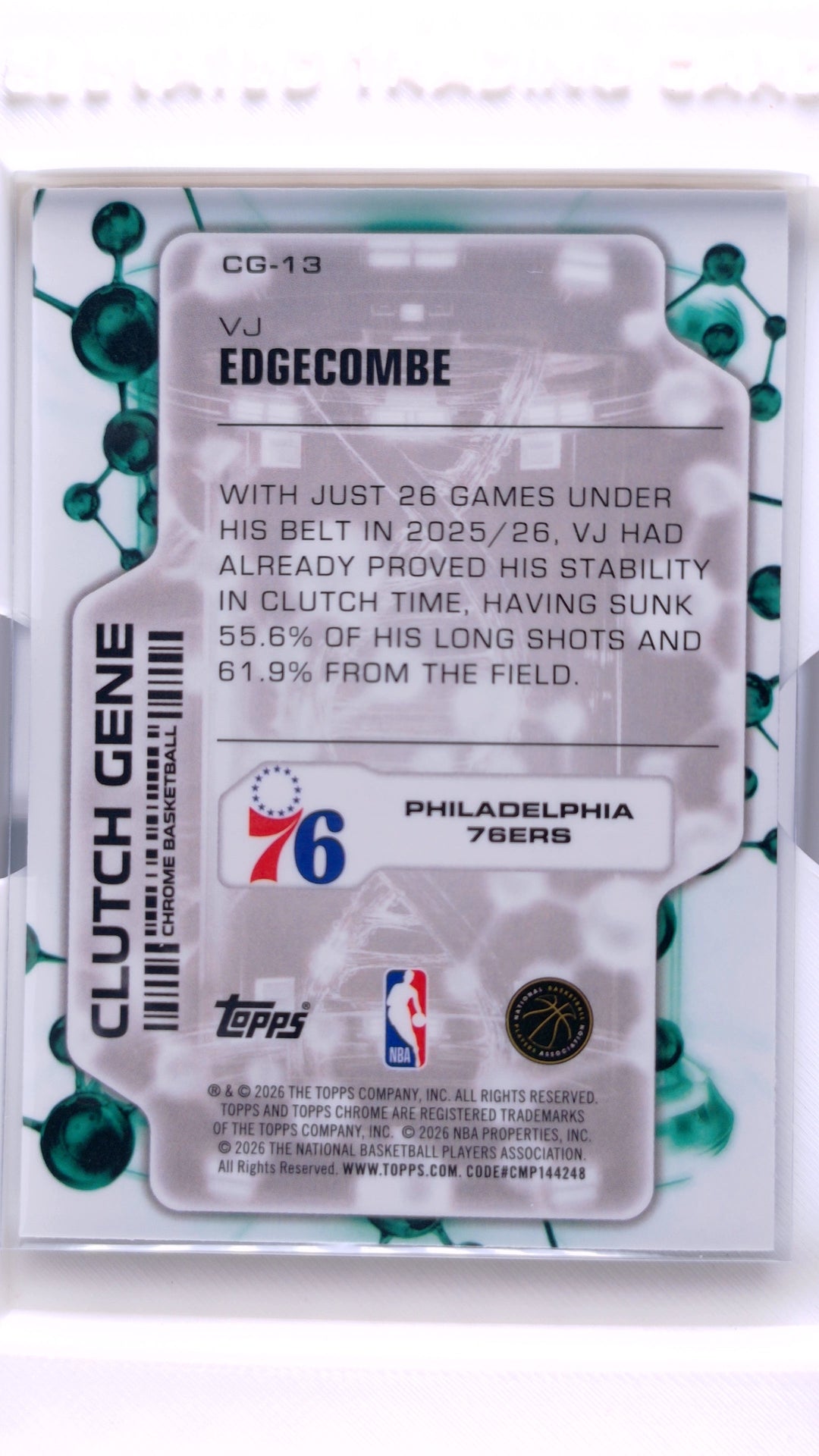 #CG-13 VJ Edgecombe Rookie Clutch Gene - back