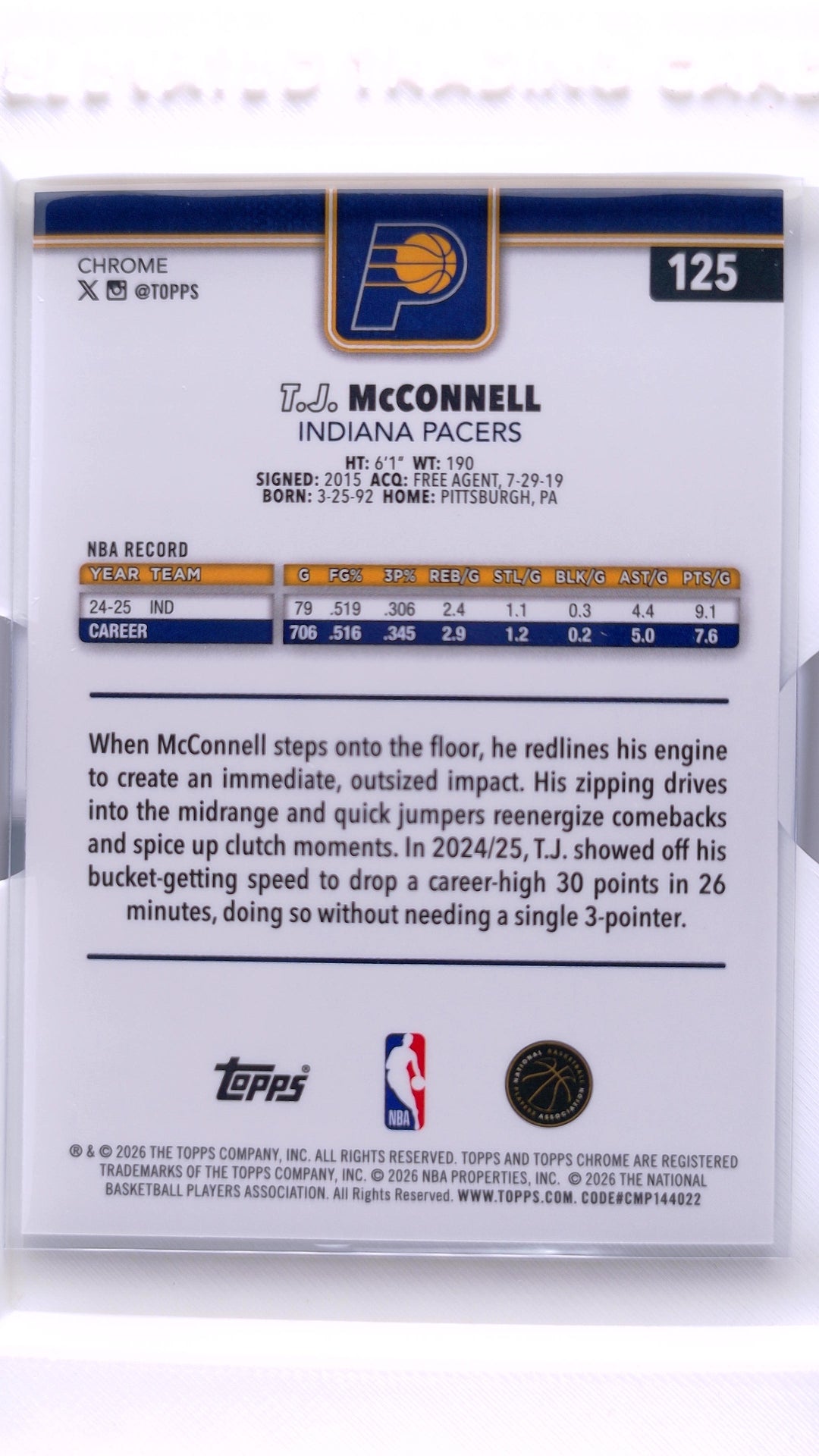#125 T.J. McConnell Refractor - back
