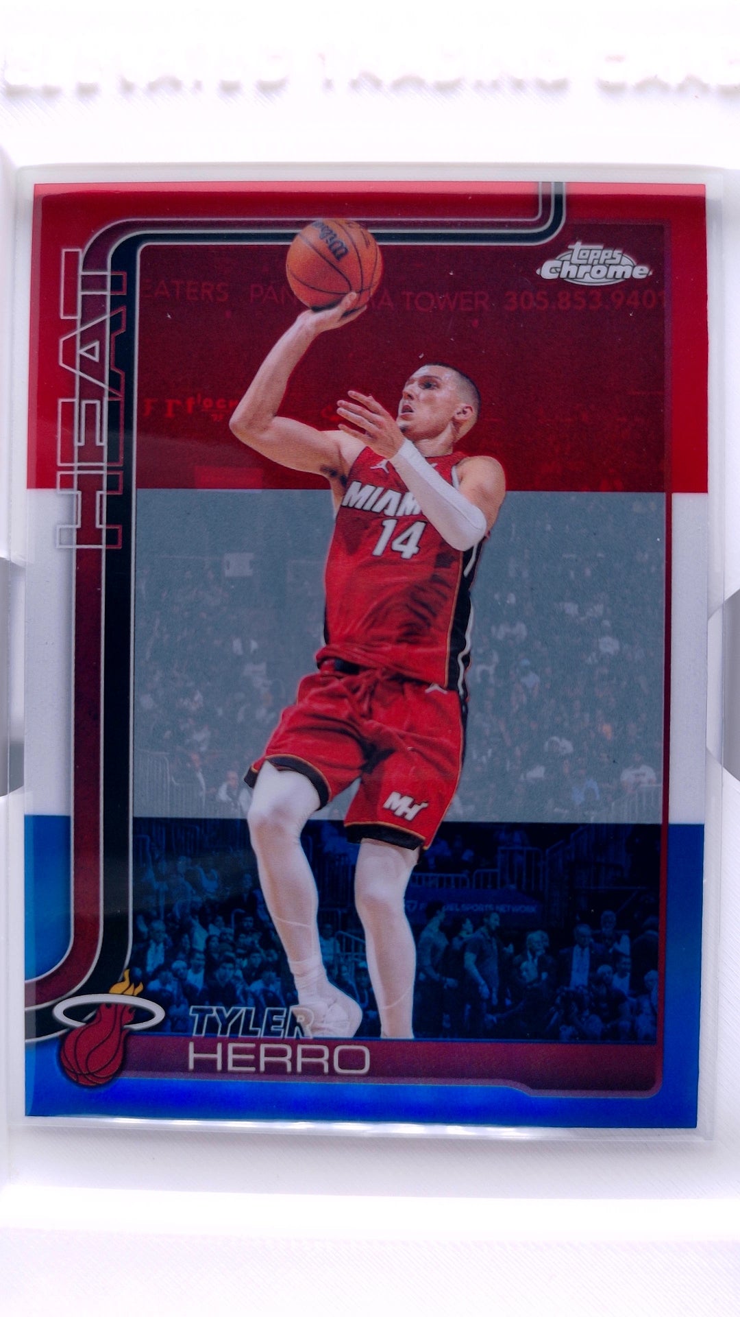 #51 Tyler Herro Red, White & Blue Refractor - front