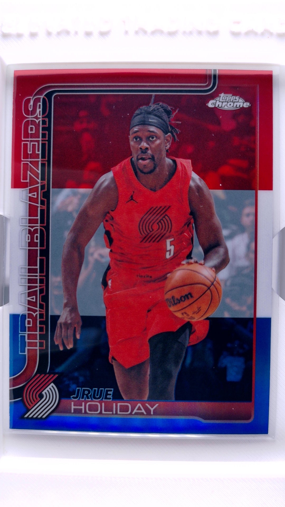 #64 Jrue Holiday Red, White & Blue Refractor - front